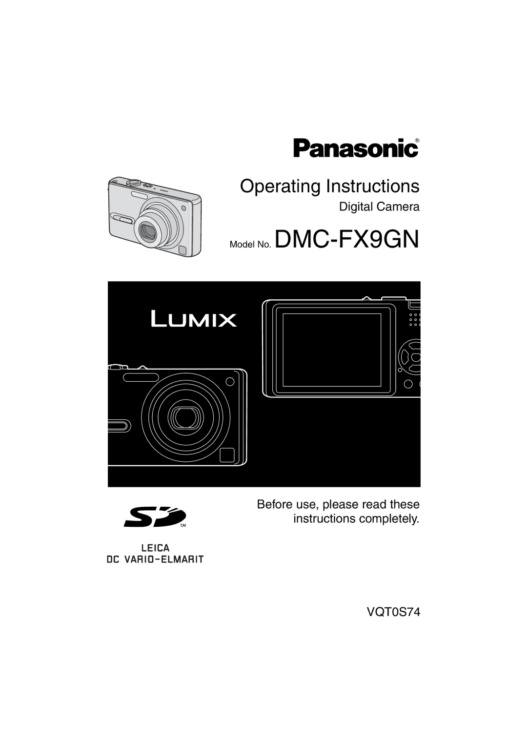 Panasonic DMC-FX9GN operating instructions Operating Instructions 