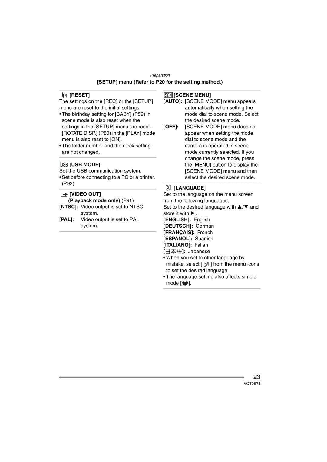 Panasonic DMC-FX9GN operating instructions Video OUT, Language 