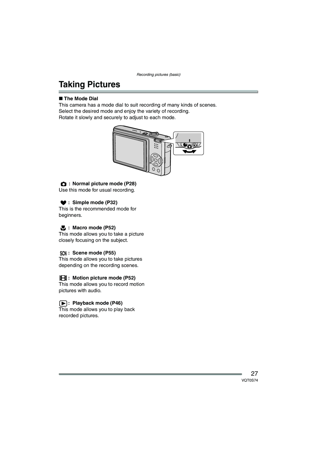 Panasonic DMC-FX9GN operating instructions Taking Pictures 