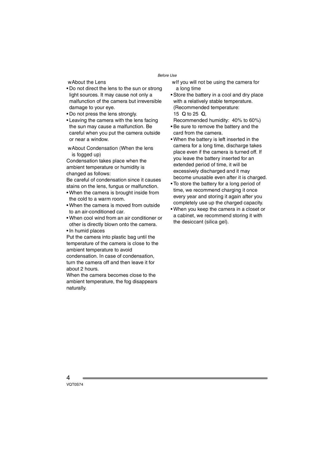 Panasonic DMC-FX9GN operating instructions About the Lens, About Condensation When the lens Is fogged up 