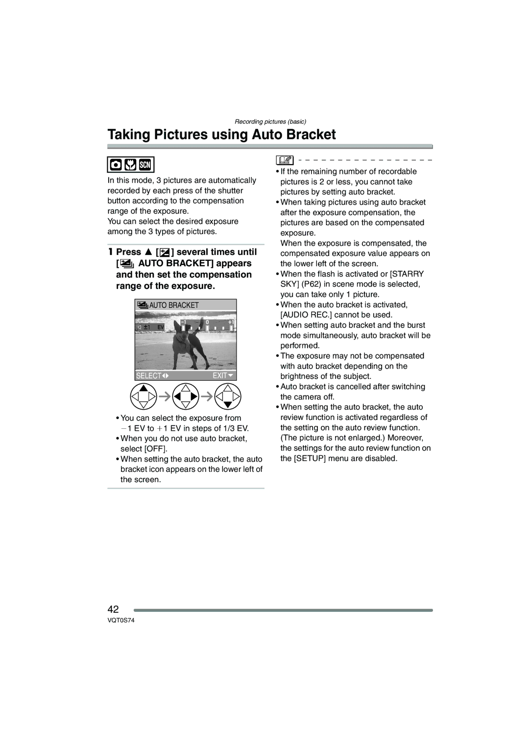 Panasonic DMC-FX9GN operating instructions Taking Pictures using Auto Bracket 