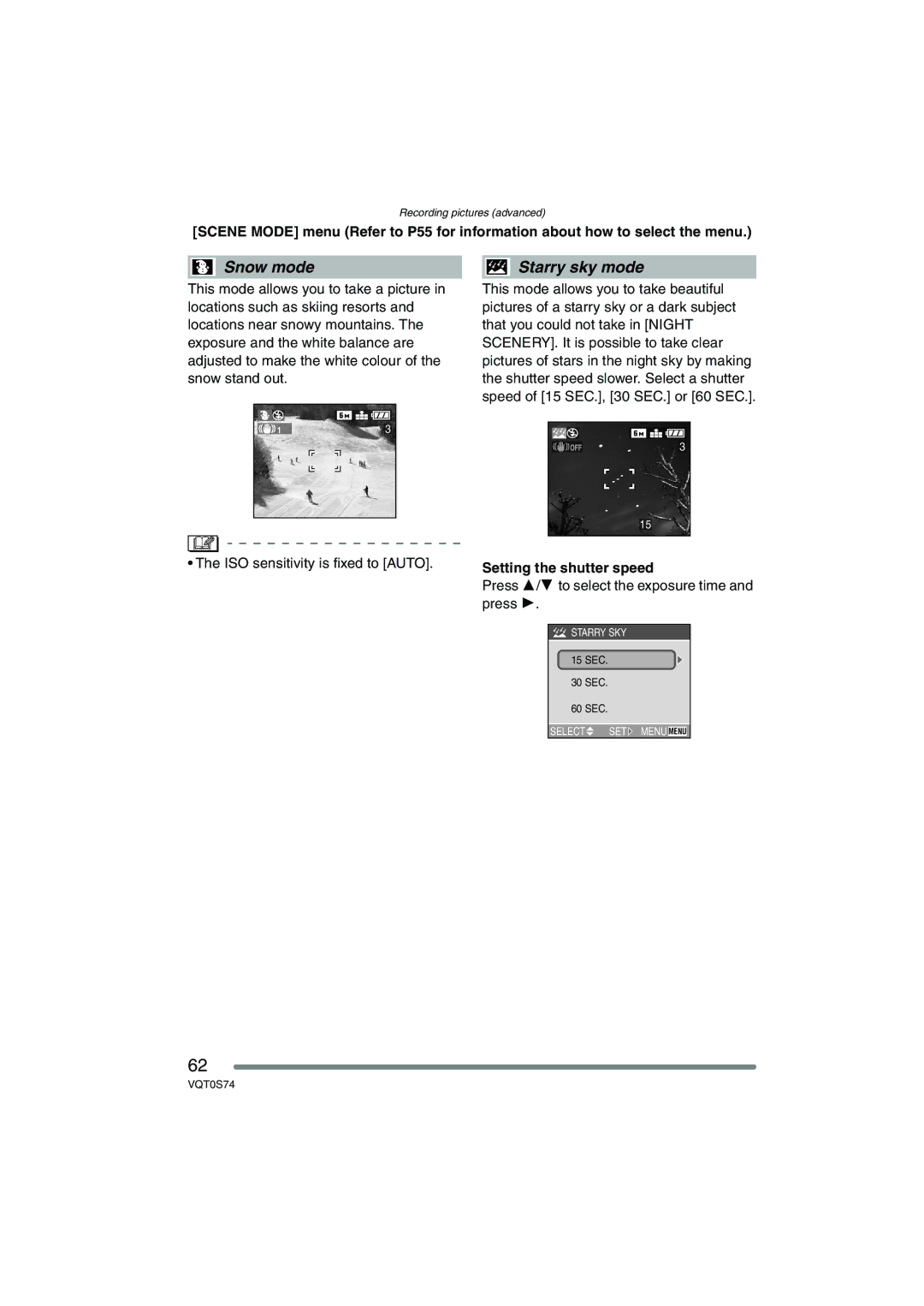 Panasonic DMC-FX9GN operating instructions Setting the shutter speed, Press 3/4 to select the exposure time and press 