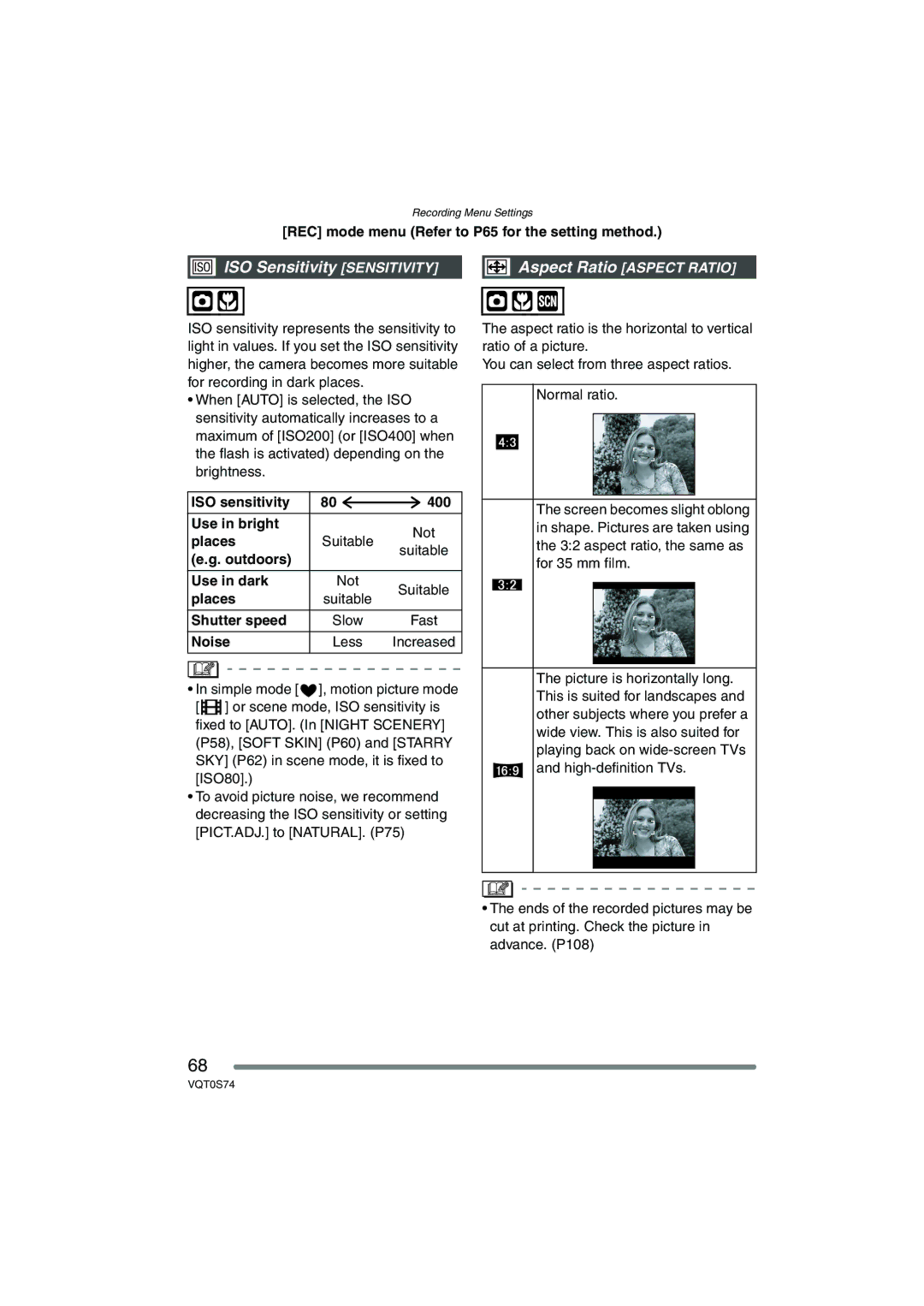 Panasonic DMC-FX9GN operating instructions ISO Sensitivity Sensitivity, Shutter speed, Noise 