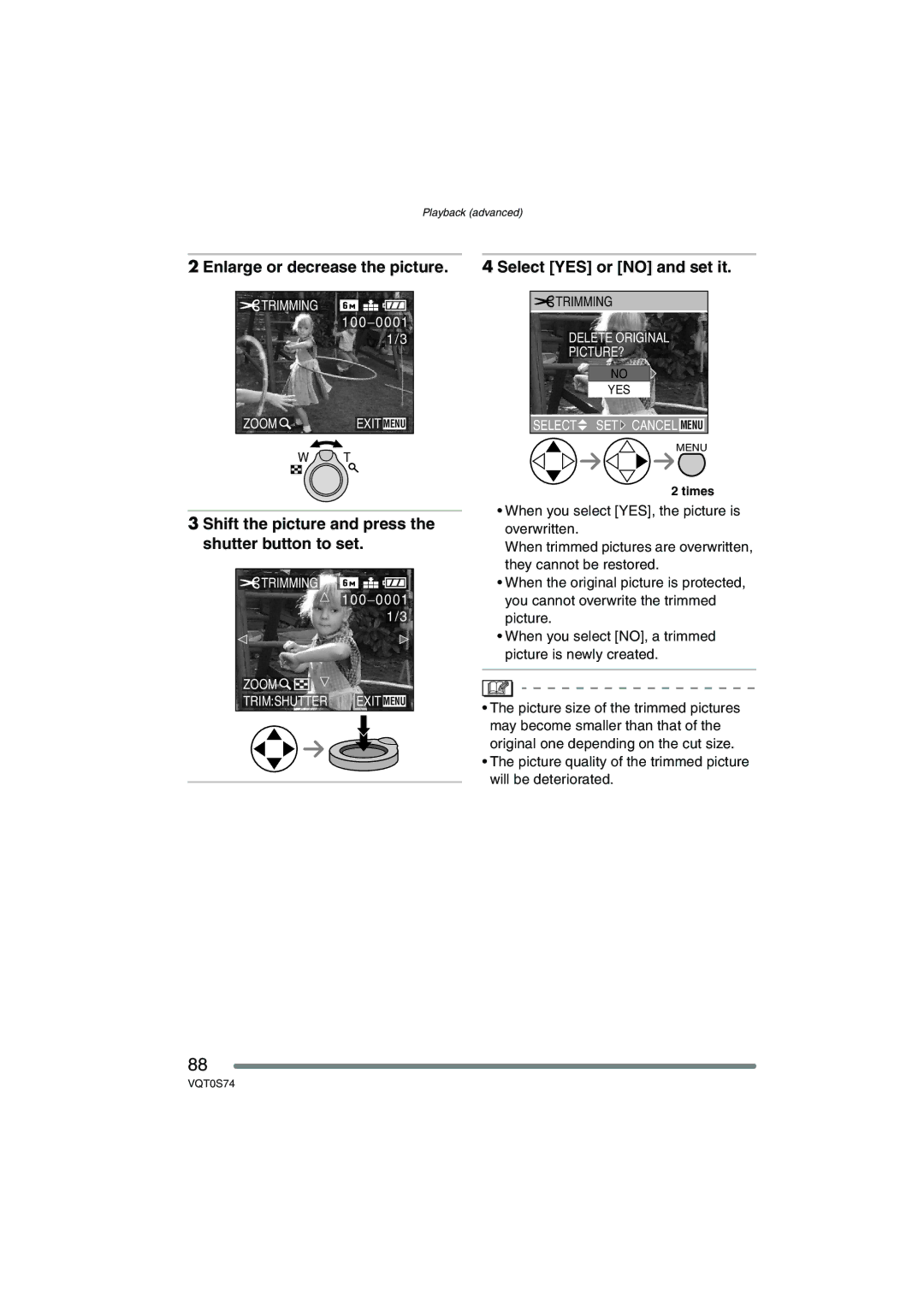 Panasonic DMC-FX9GN operating instructions Enlarge or decrease the picture 