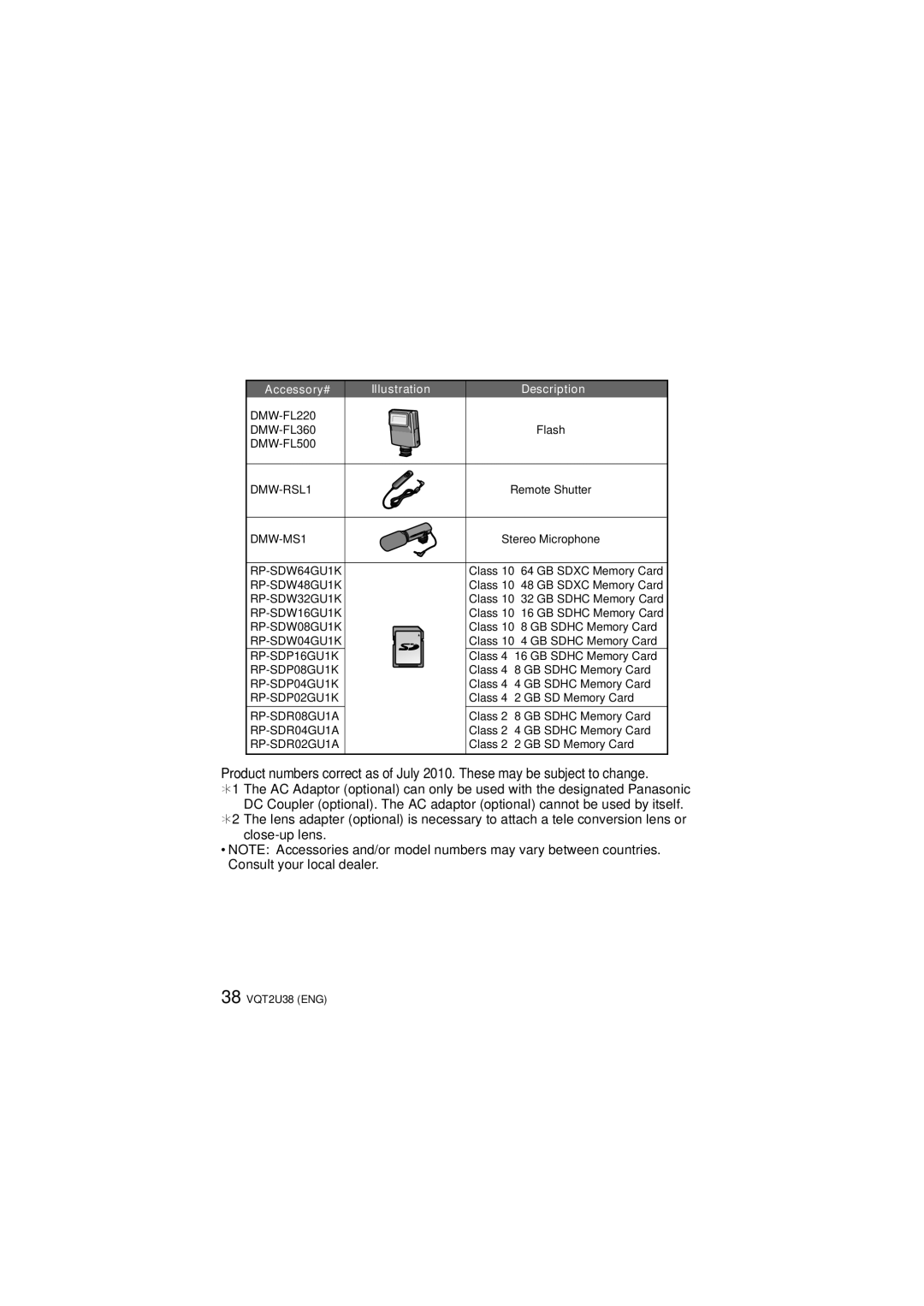 Panasonic VQT2U38, DMC-FZ100, DMCFZ100K operating instructions Close-up lens 