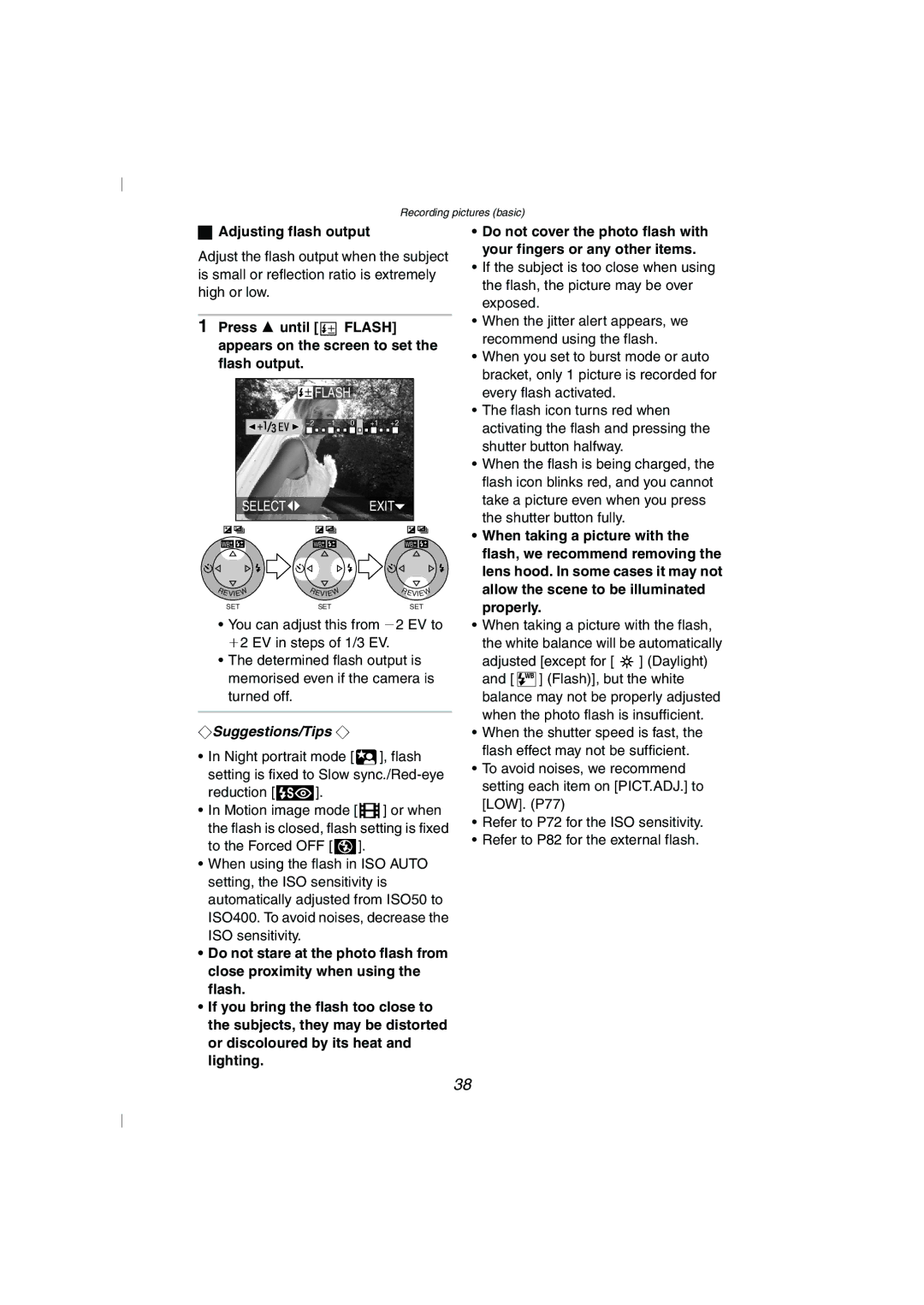 Panasonic DMC-FZ10GN operating instructions Adjusting flash output, Flash output 