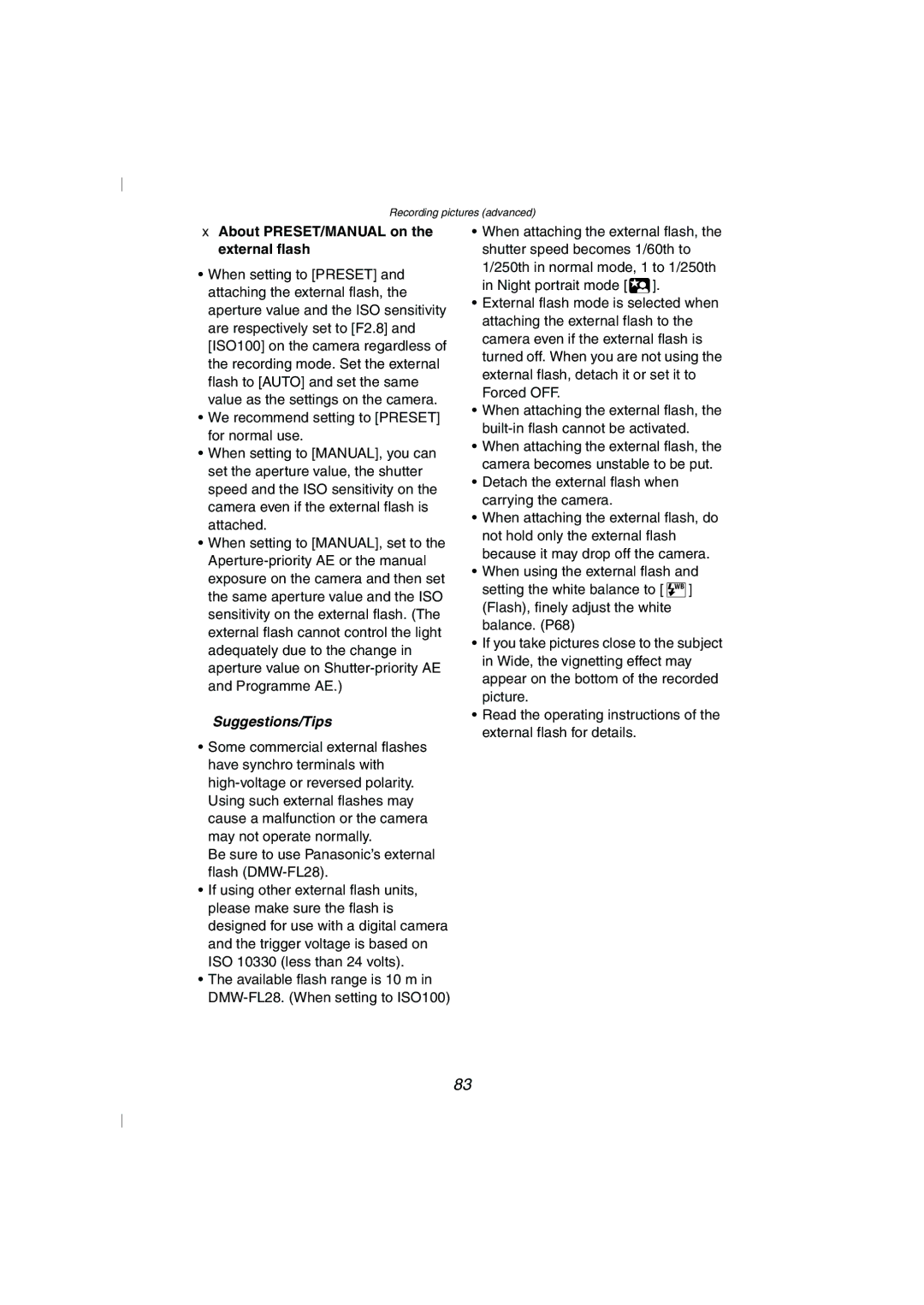 Panasonic DMC-FZ10GN operating instructions About PRESET/MANUAL on the external flash 