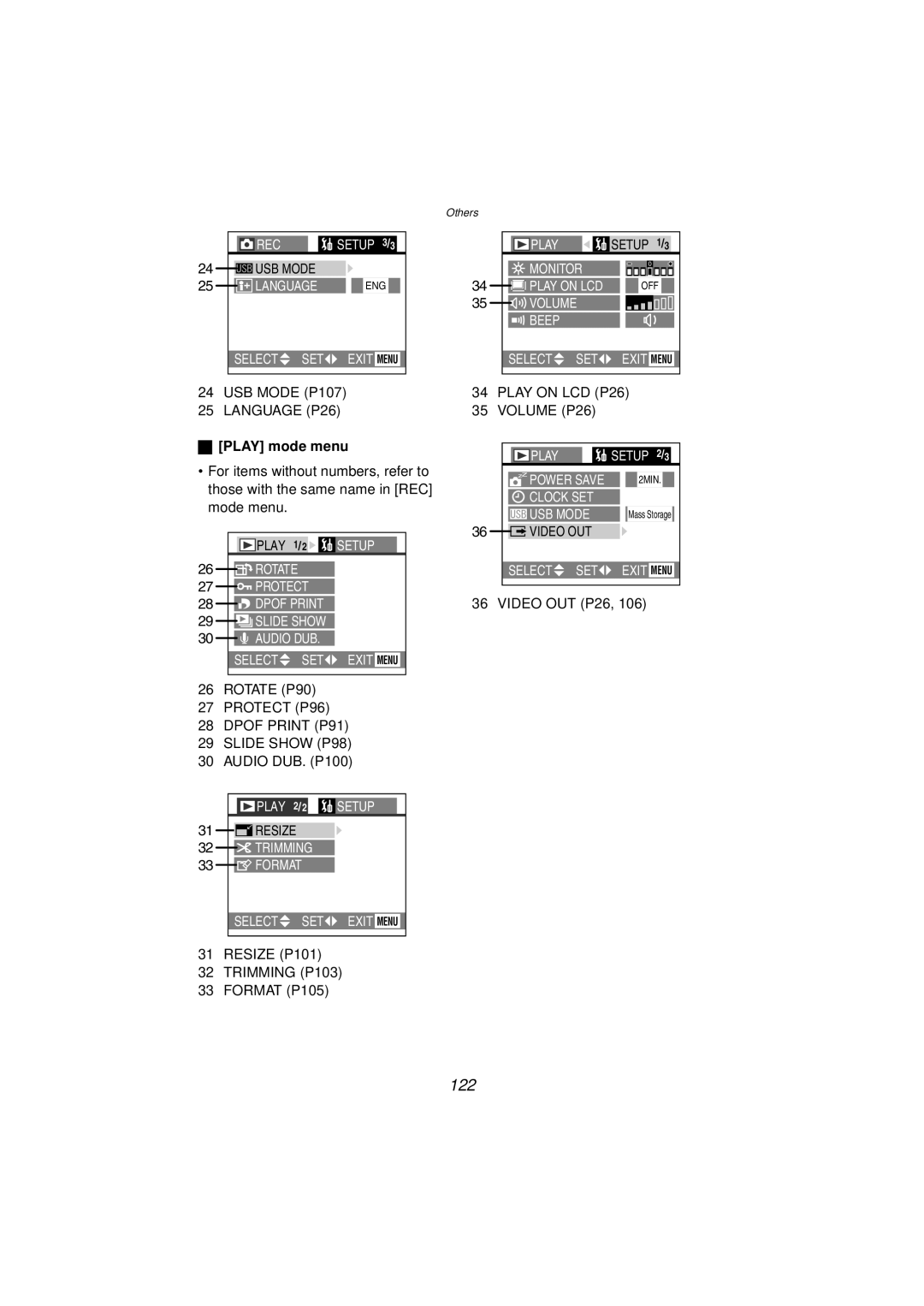 Panasonic DMC-FZ10PP operating instructions 122, Play mode menu 