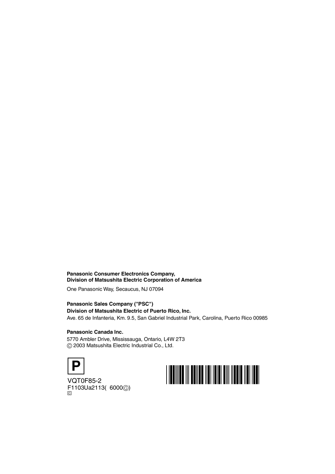 Panasonic DMC-FZ10PP operating instructions Panasonic Canada Inc 