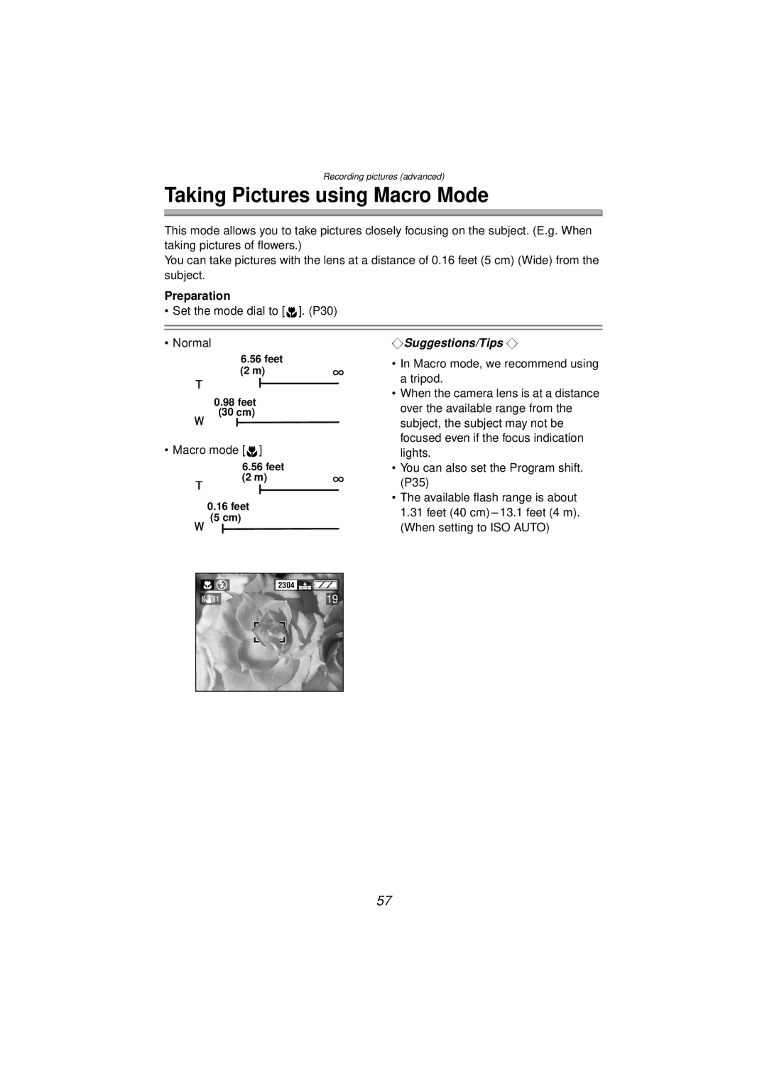 Panasonic DMC-FZ10PP operating instructions Taking Pictures using Macro Mode, Preparation 