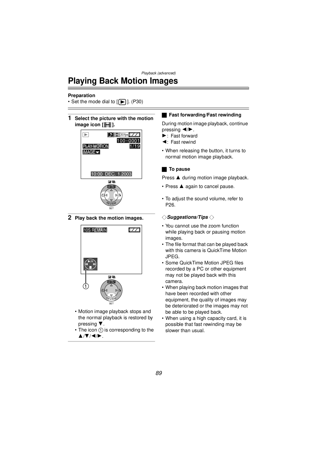 Panasonic DMC-FZ10PP operating instructions Playing Back Motion Images, Image icon, To pause, Play back the motion images 