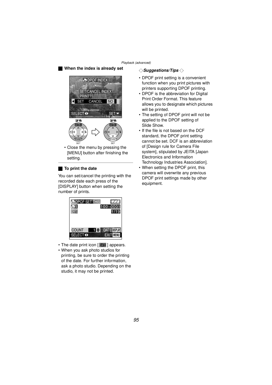 Panasonic DMC-FZ10PP operating instructions When the index is already set, To print the date 