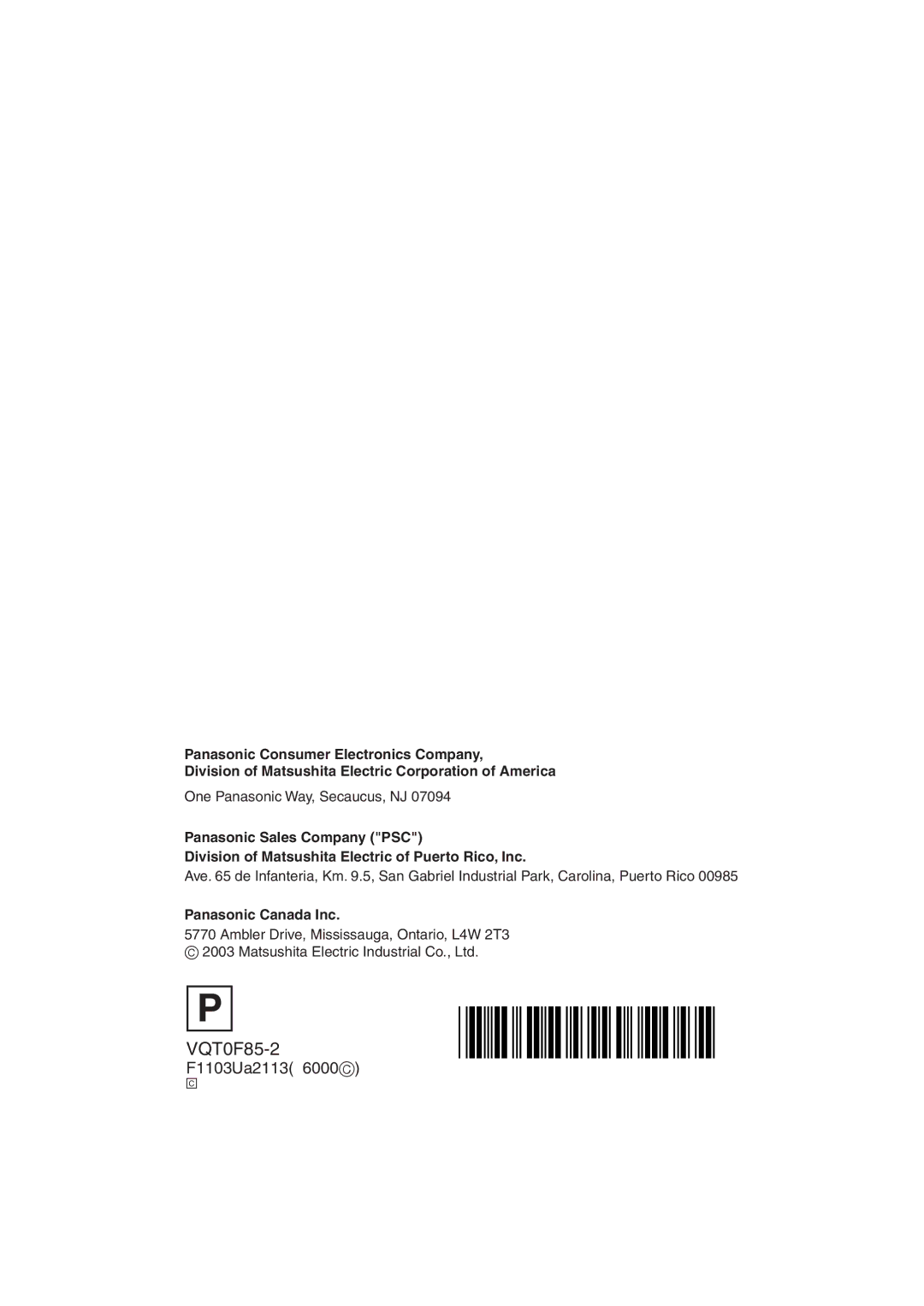 Panasonic DMC-FZ10PP operating instructions Panasonic Canada Inc 