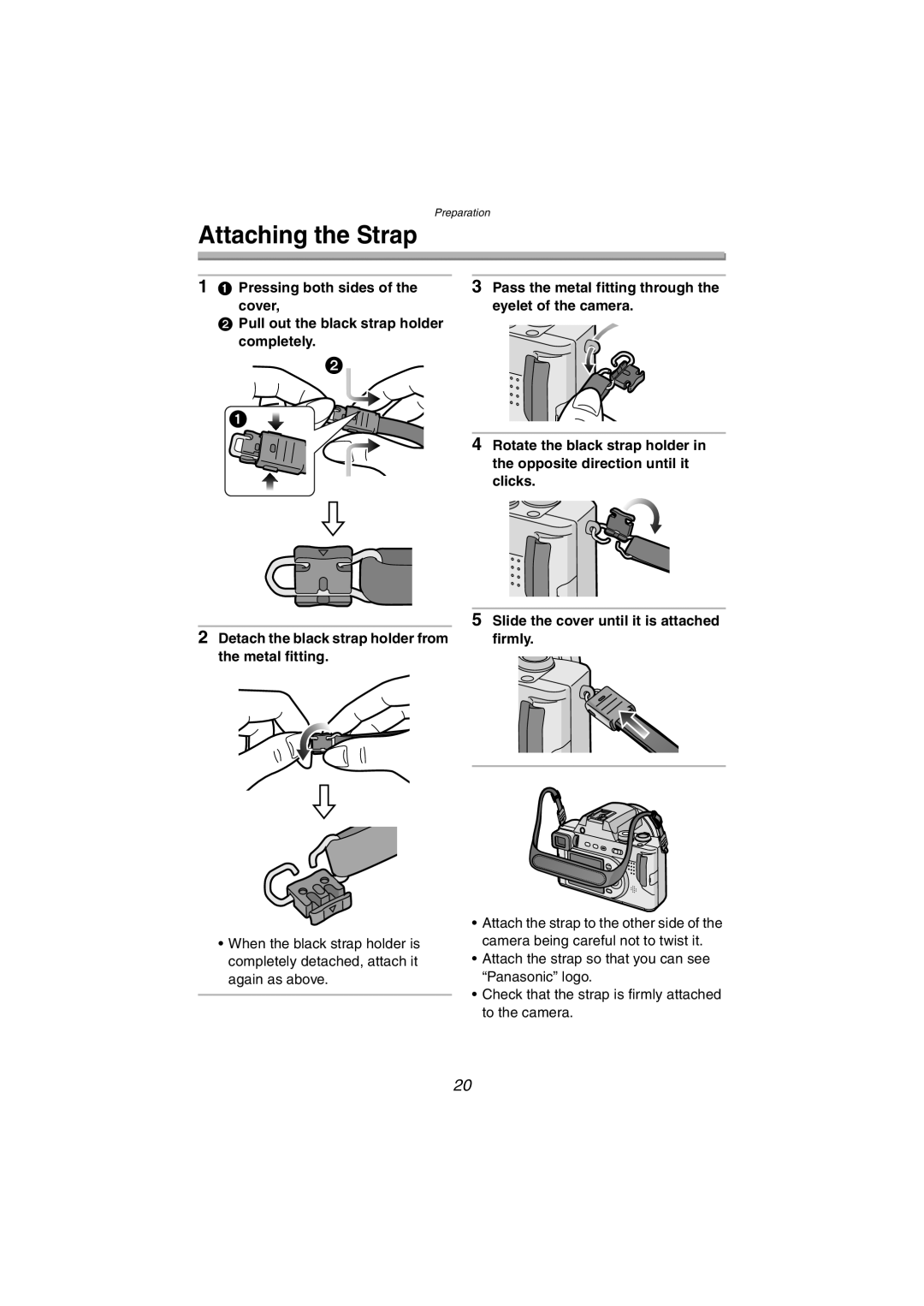 Panasonic DMC-FZ10PP operating instructions Attaching the Strap 