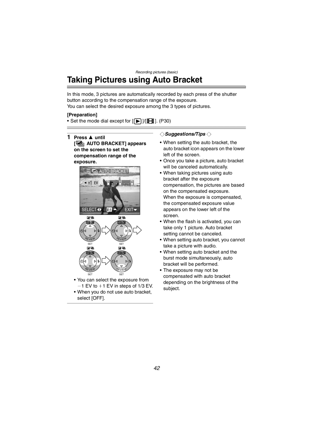 Panasonic DMC-FZ10PP operating instructions Taking Pictures using Auto Bracket 