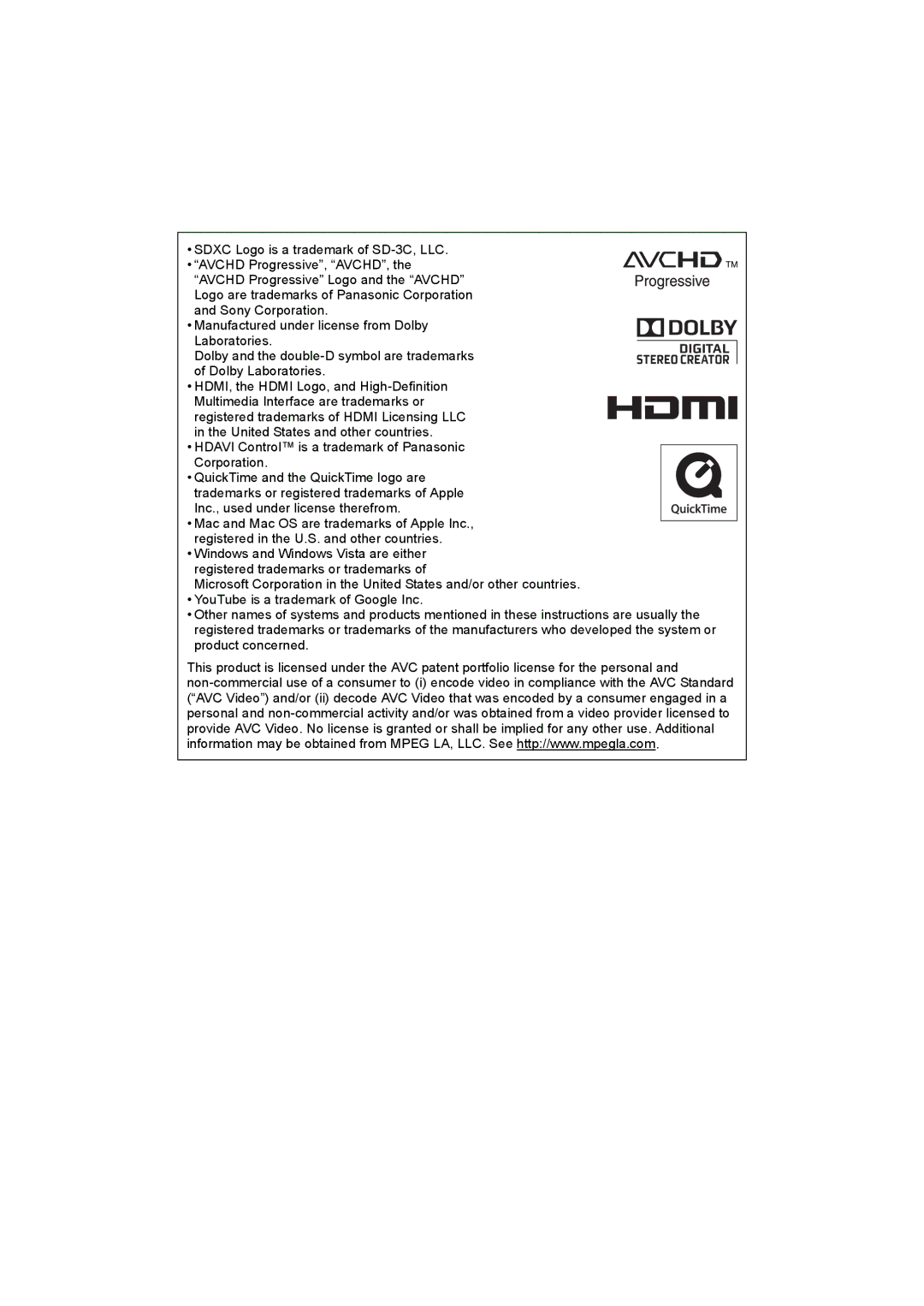 Panasonic DMC-FZ150 operating instructions Hdavi Control is a trademark of Panasonic Corporation 