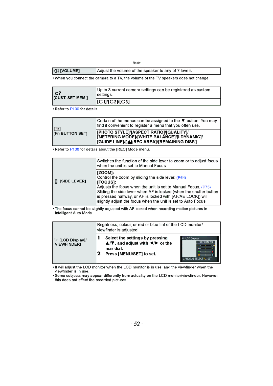 Panasonic DMC-FZ150 operating instructions Adjust the volume of the speaker to any of 7 levels, Zoom, Focus 