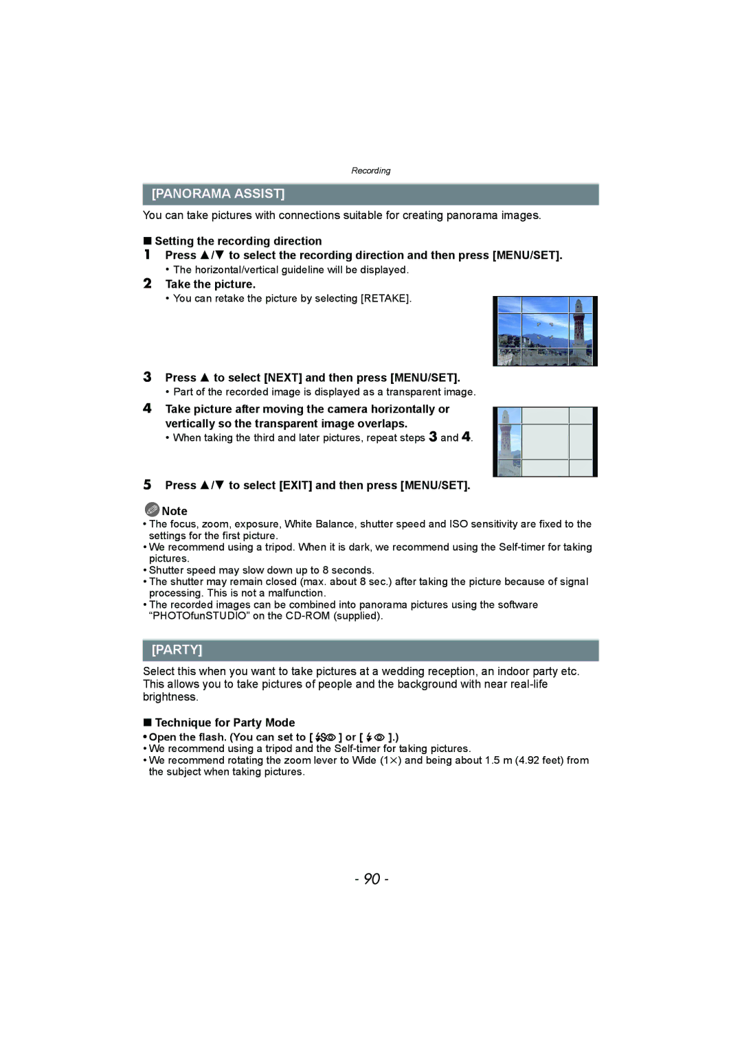 Panasonic DMC-FZ150 operating instructions Panorama Assist, Party 