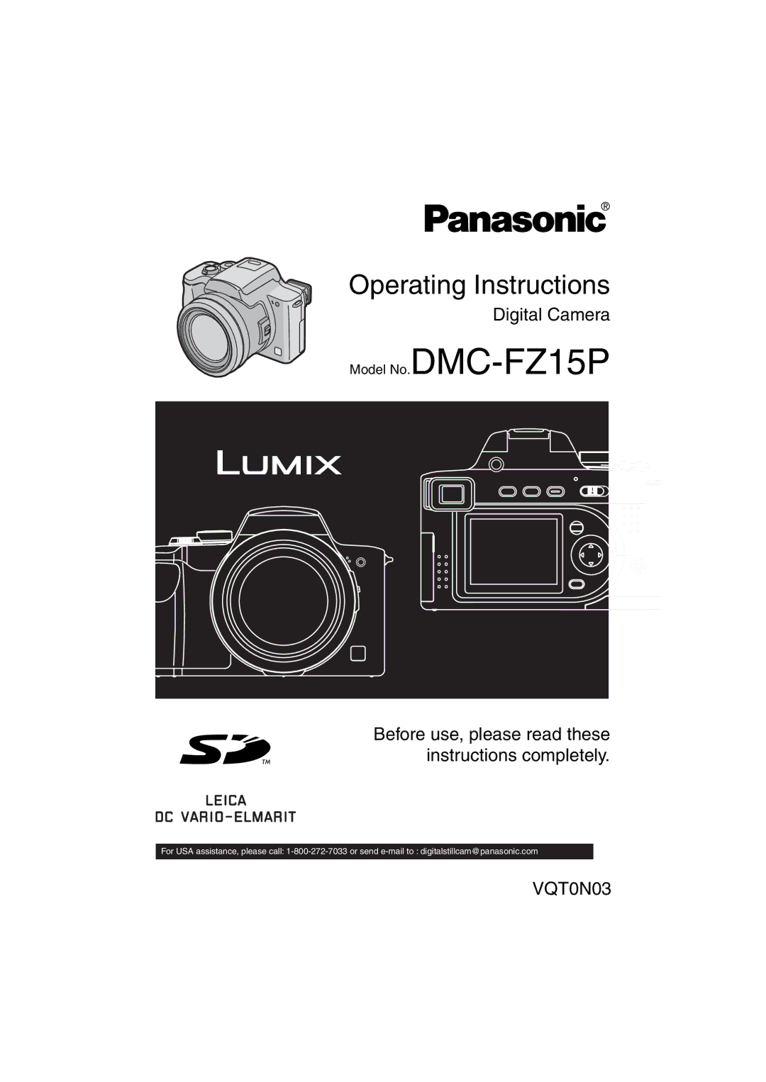 Panasonic DMC-FZ15P operating instructions Operating Instructions 