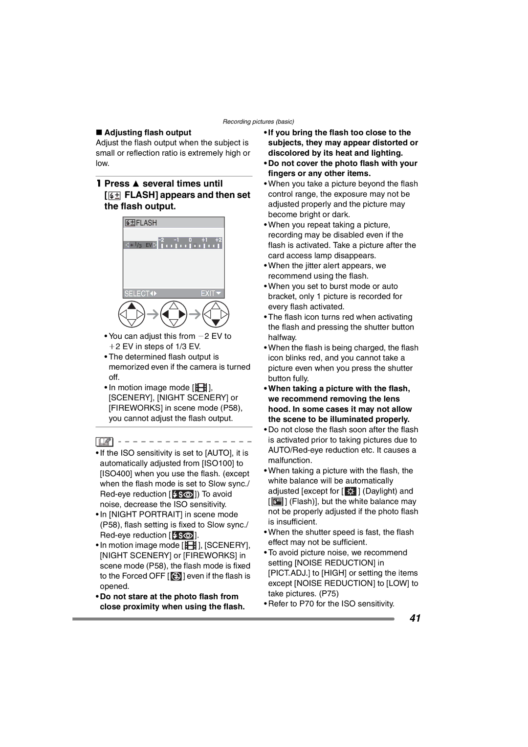 Panasonic DMC-FZ15P operating instructions Adjusting flash output 