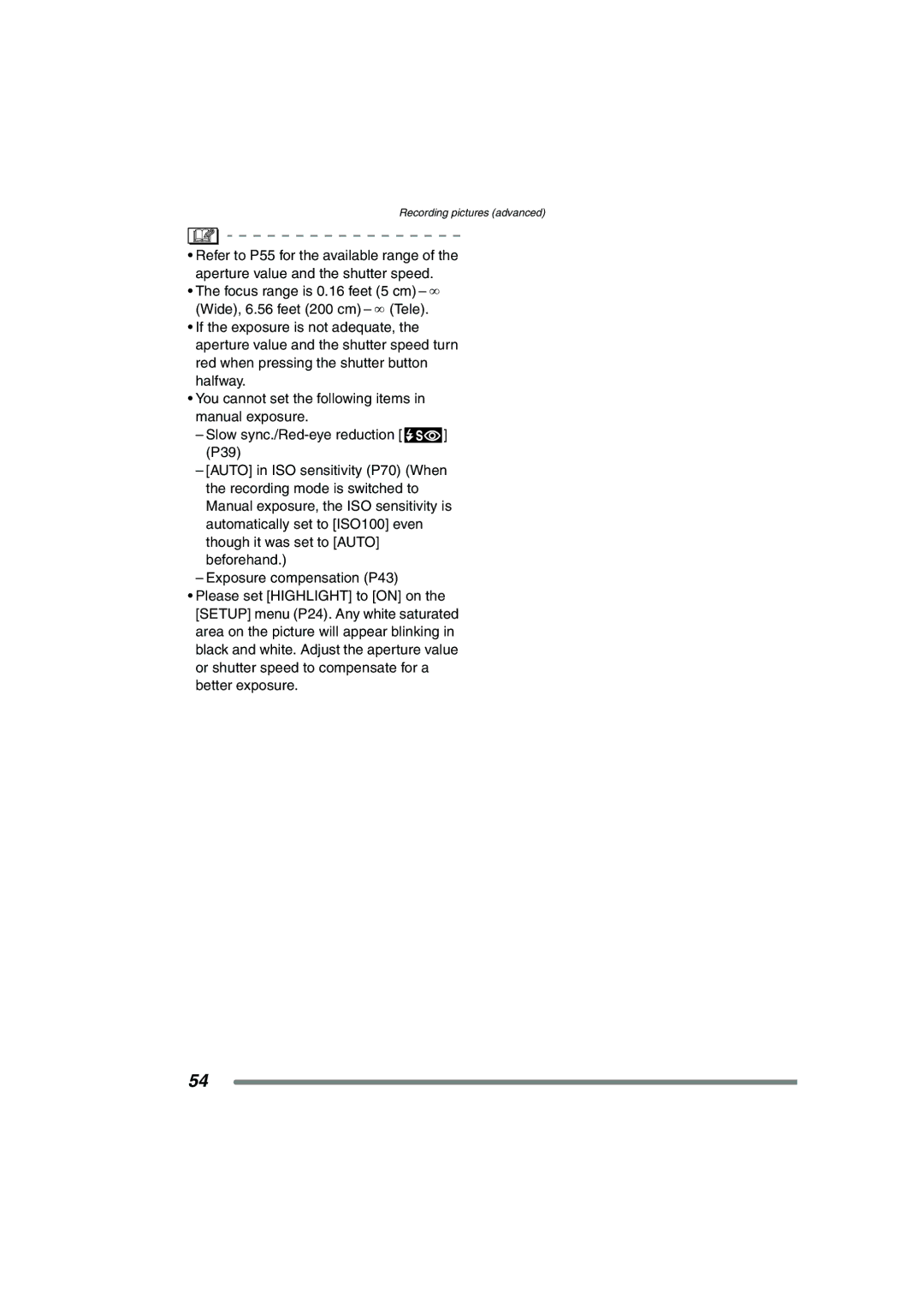 Panasonic DMC-FZ15P operating instructions Recording pictures advanced 