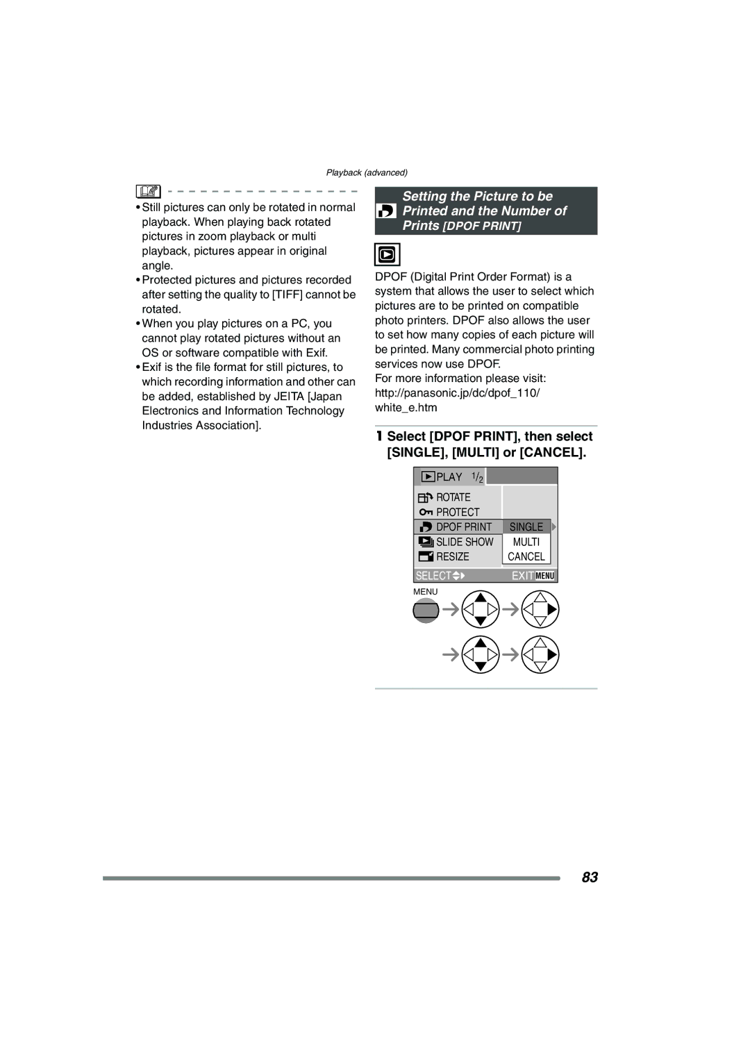 Panasonic DMC-FZ15P operating instructions Setting the Picture to be Printed and the Number 