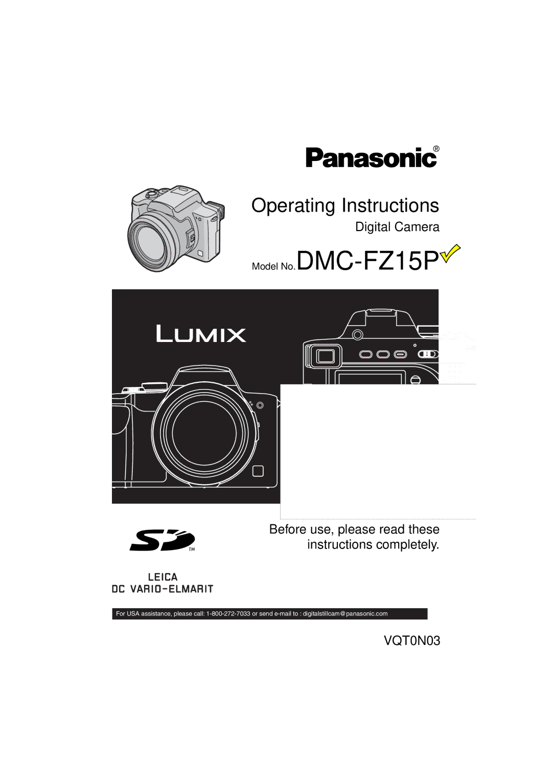 Panasonic DMC-FZ15P operating instructions Operating Instructions 