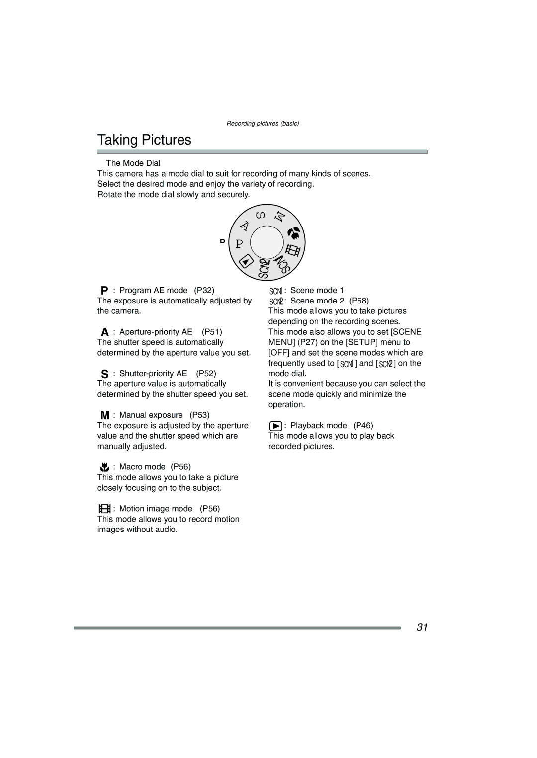 Panasonic DMC-FZ15P operating instructions Taking Pictures 