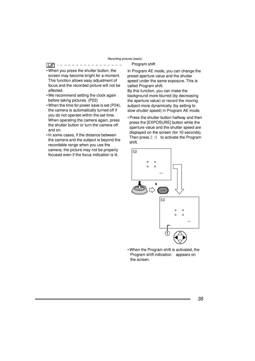 Panasonic DMC-FZ15P operating instructions Program shift 