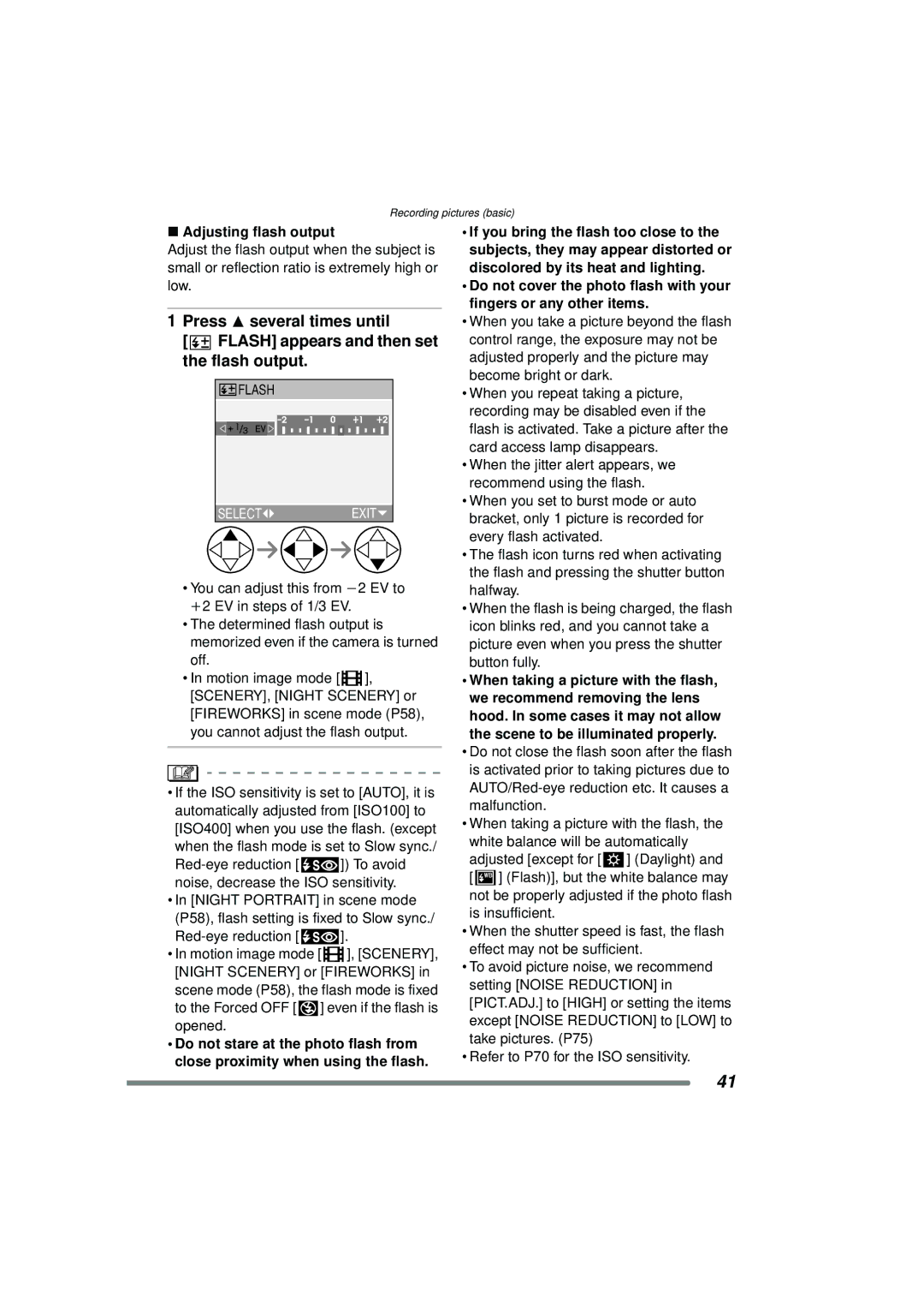 Panasonic DMC-FZ15P operating instructions Adjusting flash output 