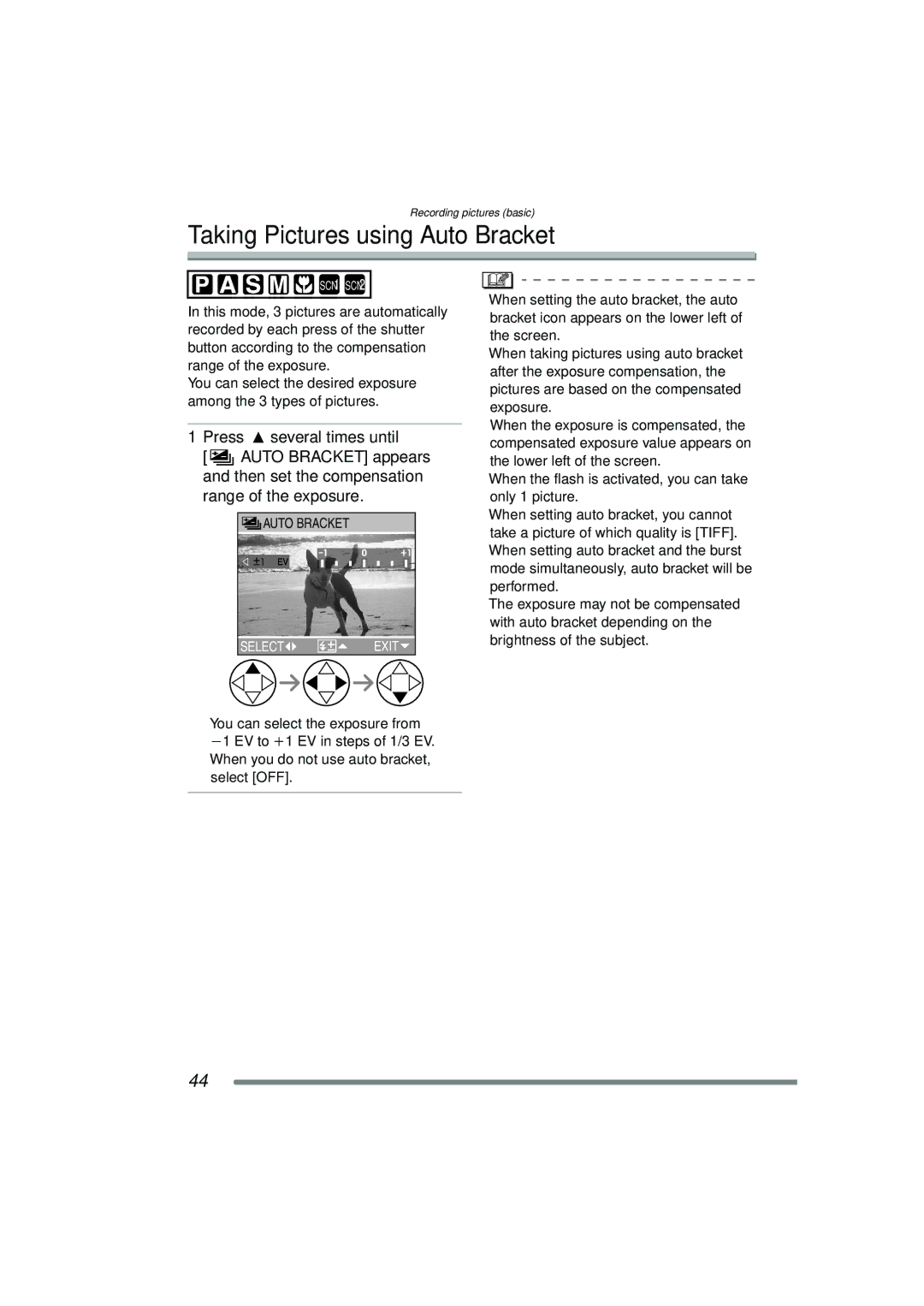 Panasonic DMC-FZ15P operating instructions Taking Pictures using Auto Bracket 