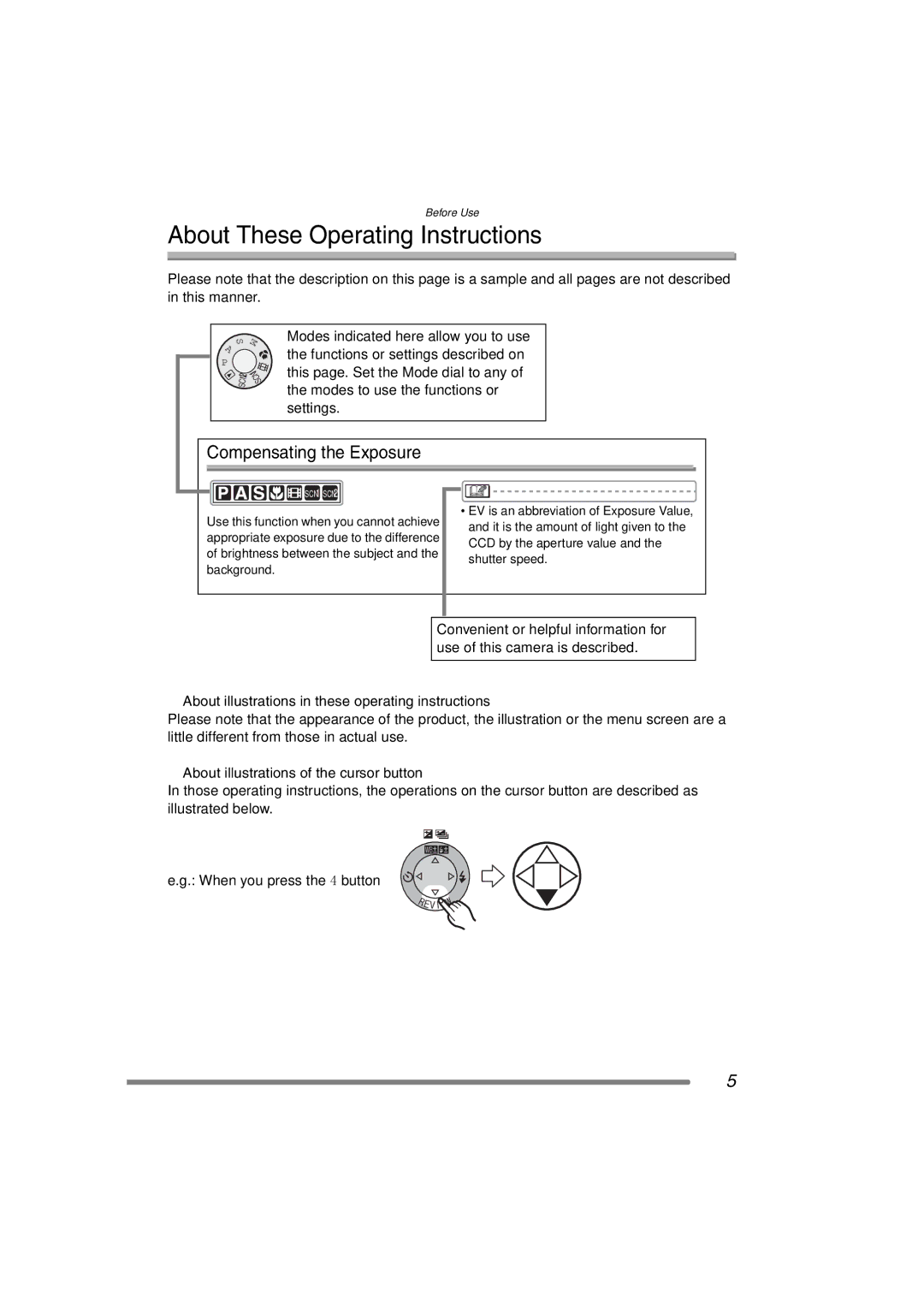 Panasonic DMC-FZ15P About These Operating Instructions, About illustrations in these operating instructions 