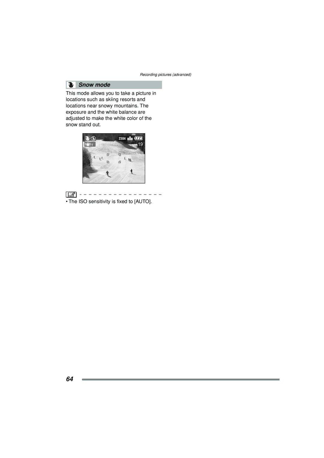 Panasonic DMC-FZ15P operating instructions Snow mode 