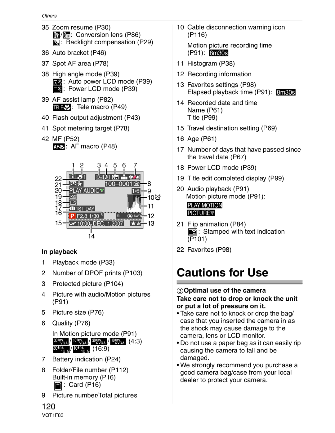 Panasonic DMC-FZ18 operating instructions 120, Playback 