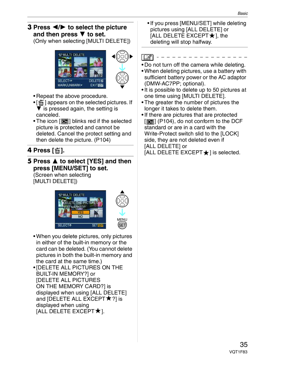 Panasonic DMC-FZ18 operating instructions Press / to select the picture and then press to set 