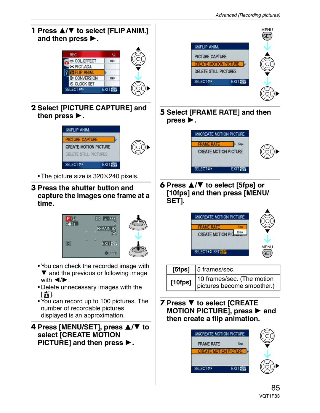 Panasonic DMC-FZ18 operating instructions 5fps, 10fps 