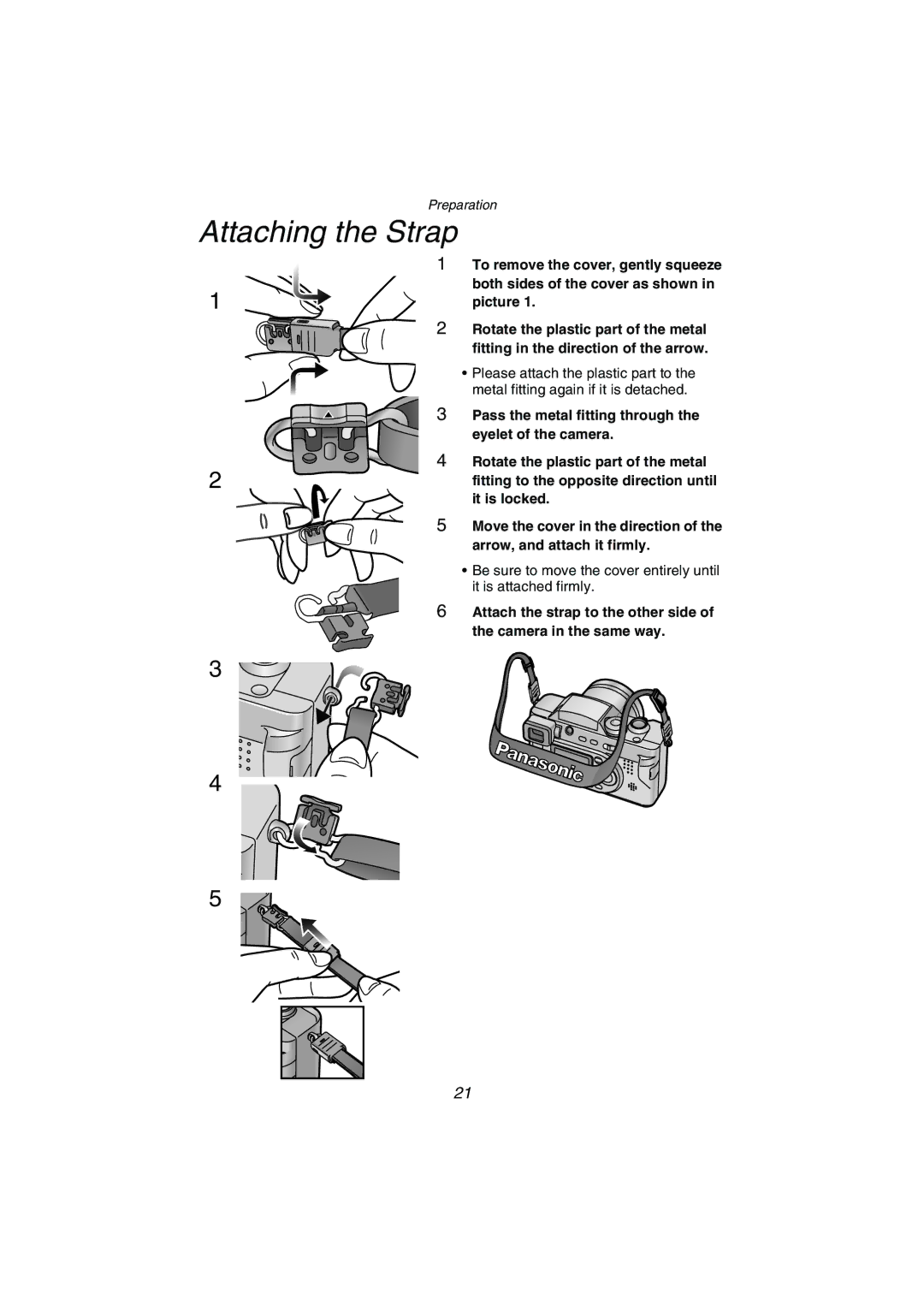 Panasonic DMC-FZ1PP operating instructions Attaching the Strap 