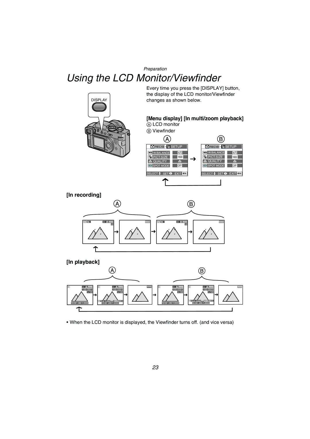 Panasonic DMC-FZ1PP Using the LCD Monitor/Viewfinder, Menu display In multi/zoom playback, Recording Playback 