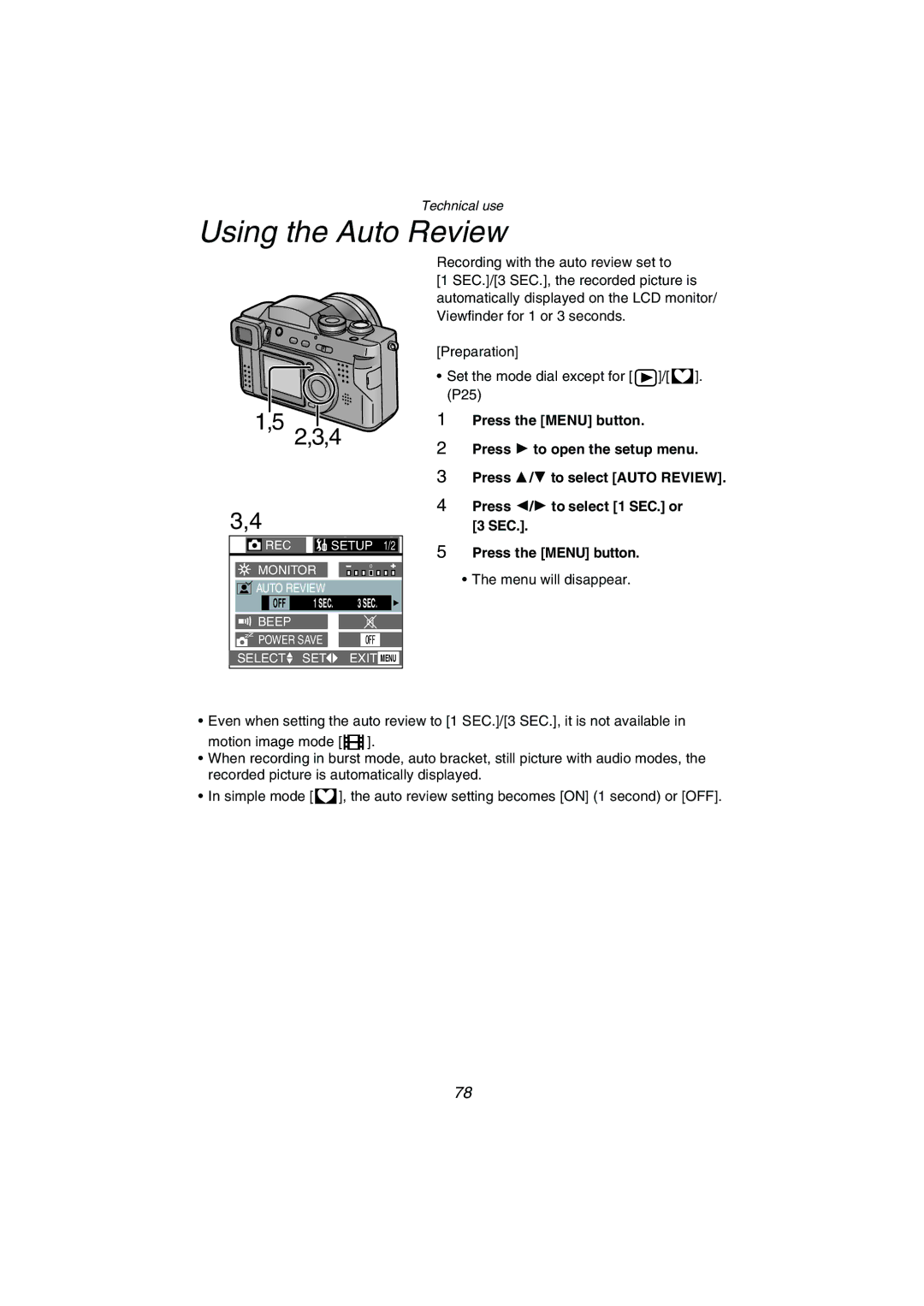 Panasonic DMC-FZ1PP operating instructions Using the Auto Review 