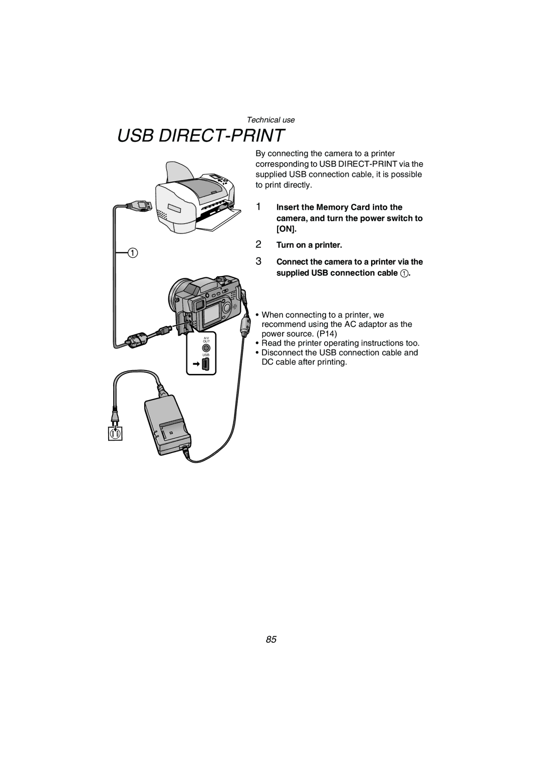 Panasonic DMC-FZ1PP operating instructions Usb Direct-Print 