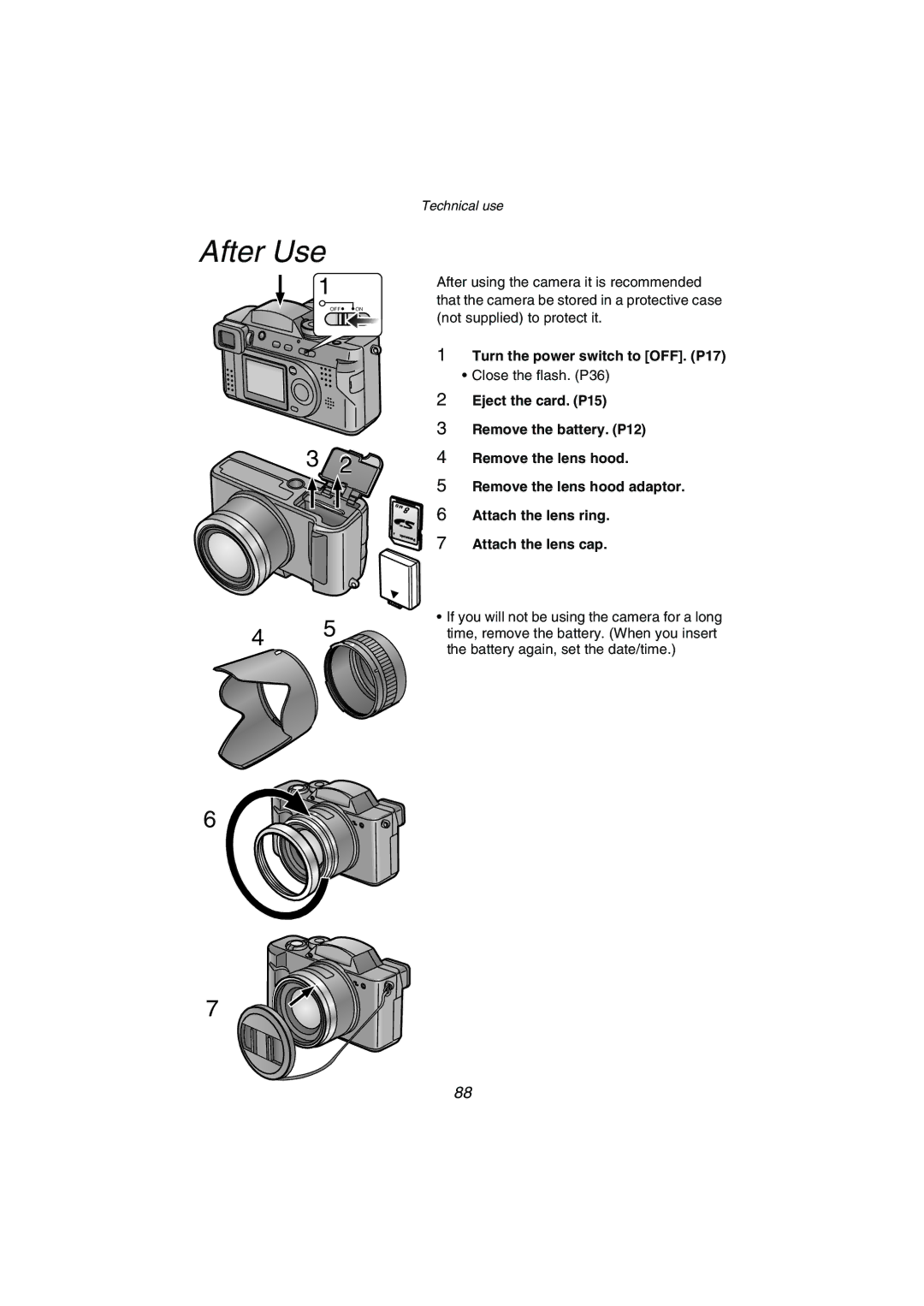 Panasonic DMC-FZ1PP operating instructions After Use, Turn the power switch to OFF. P17 