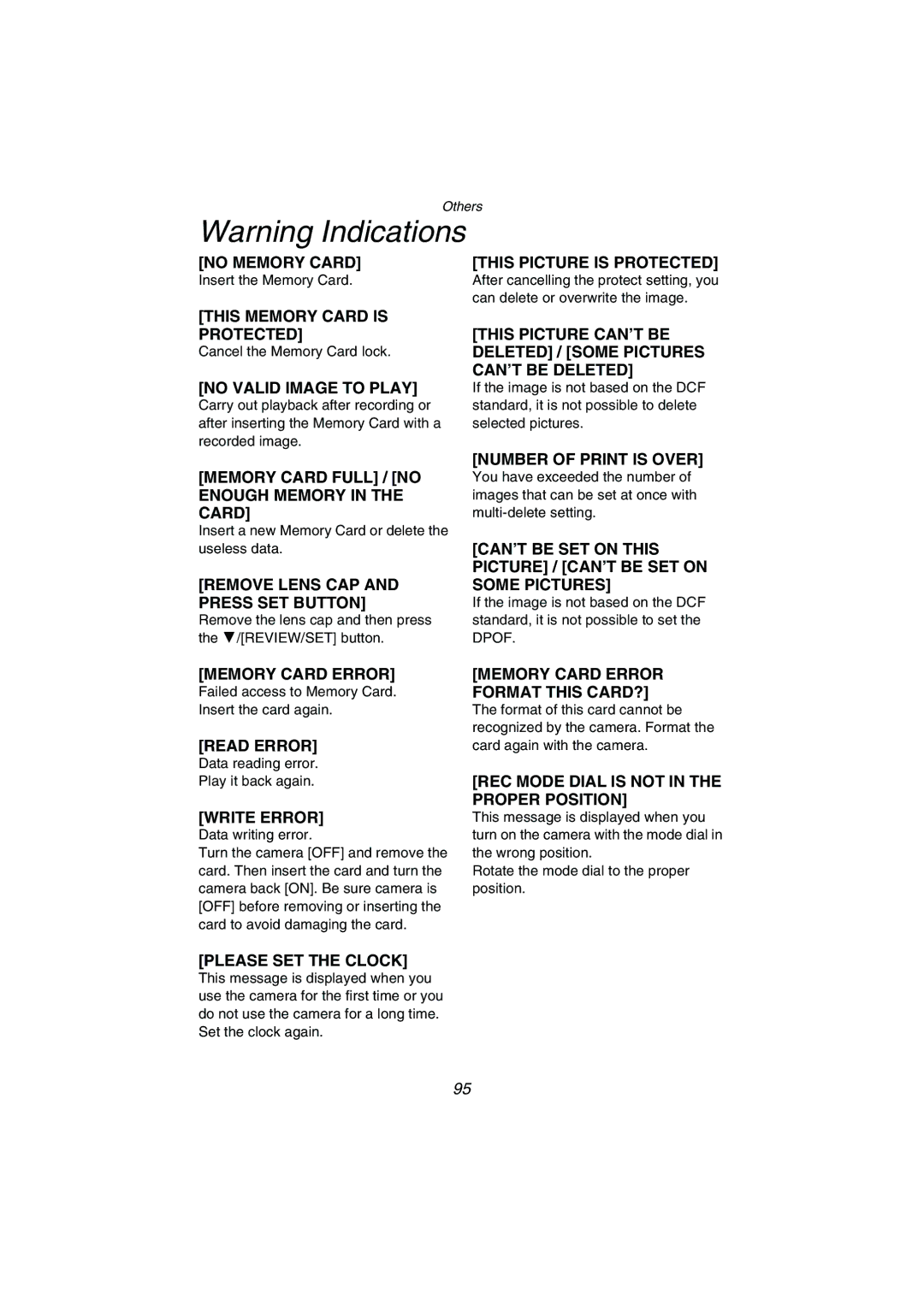 Panasonic DMC-FZ1PP operating instructions This Memory Card is Protected 