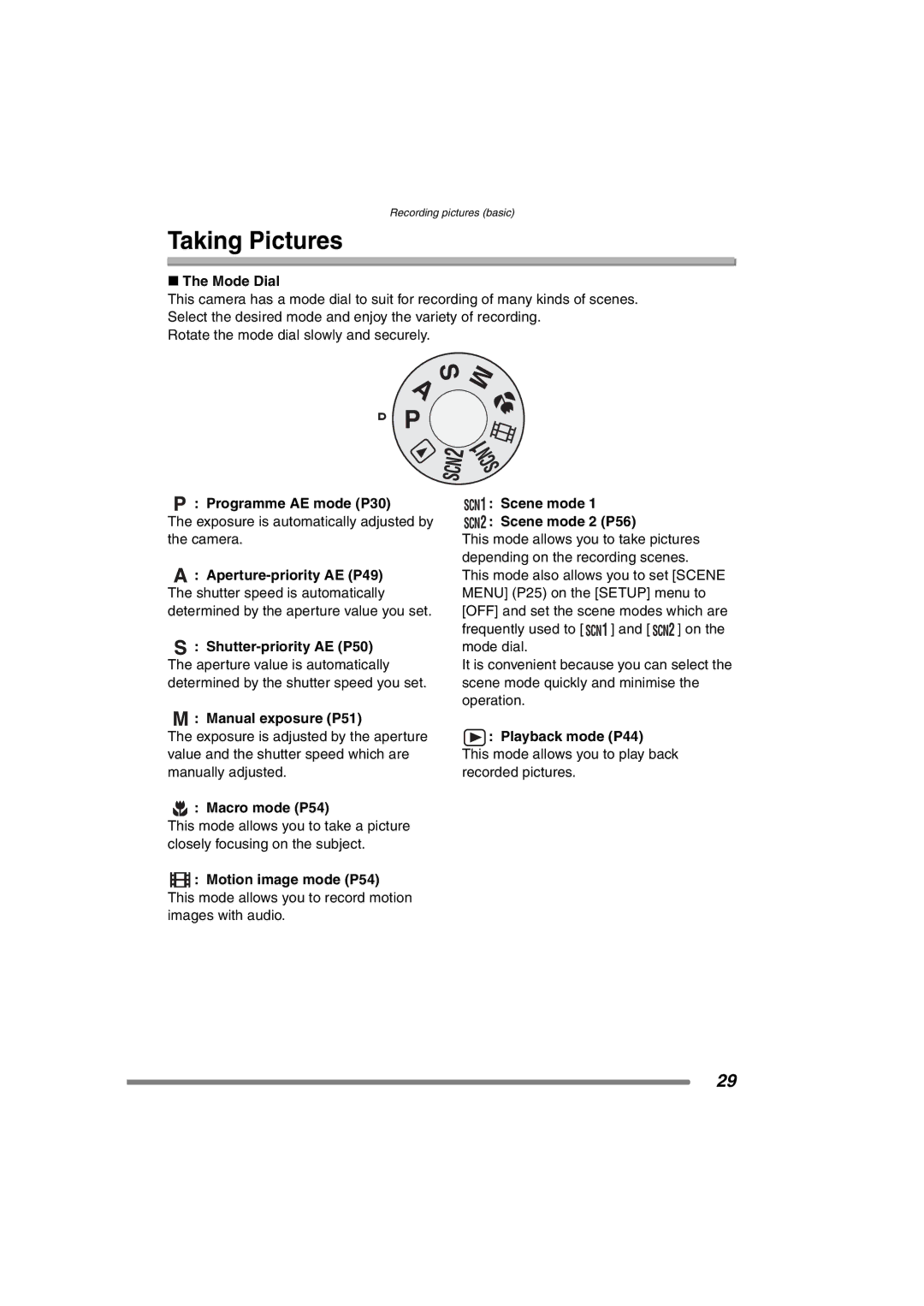 Panasonic DMC-FZ20GN operating instructions Taking Pictures 