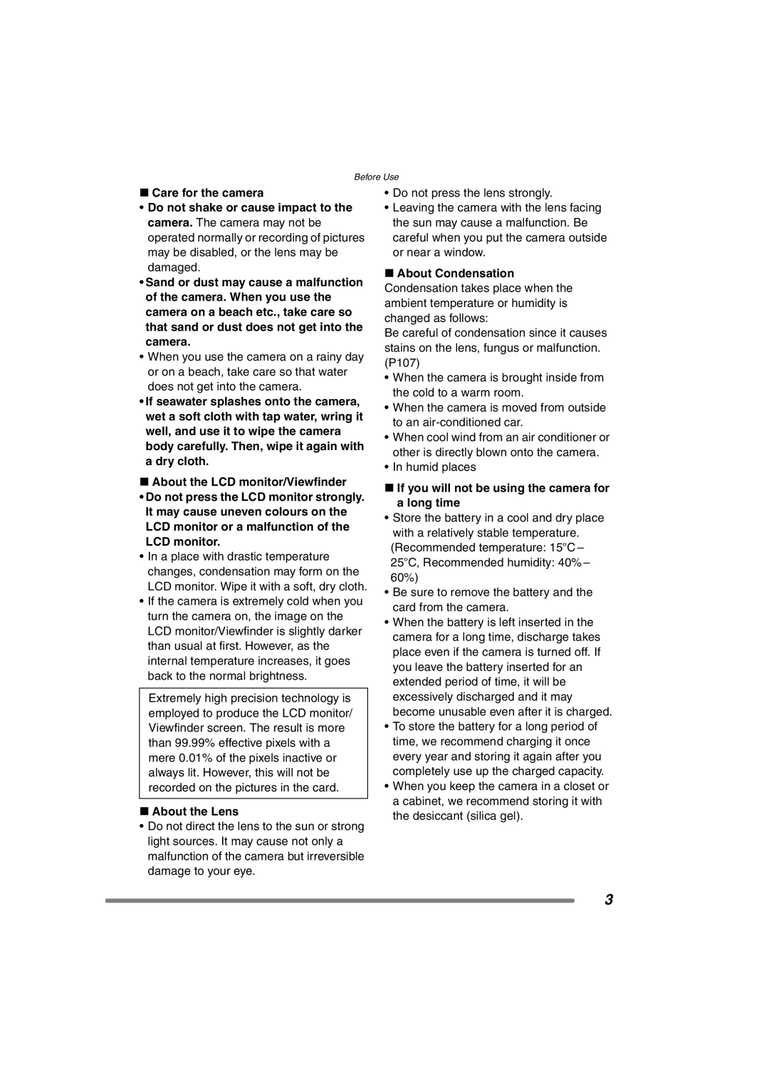 Panasonic DMC-FZ20GN operating instructions About the Lens, If you will not be using the camera for a long time 