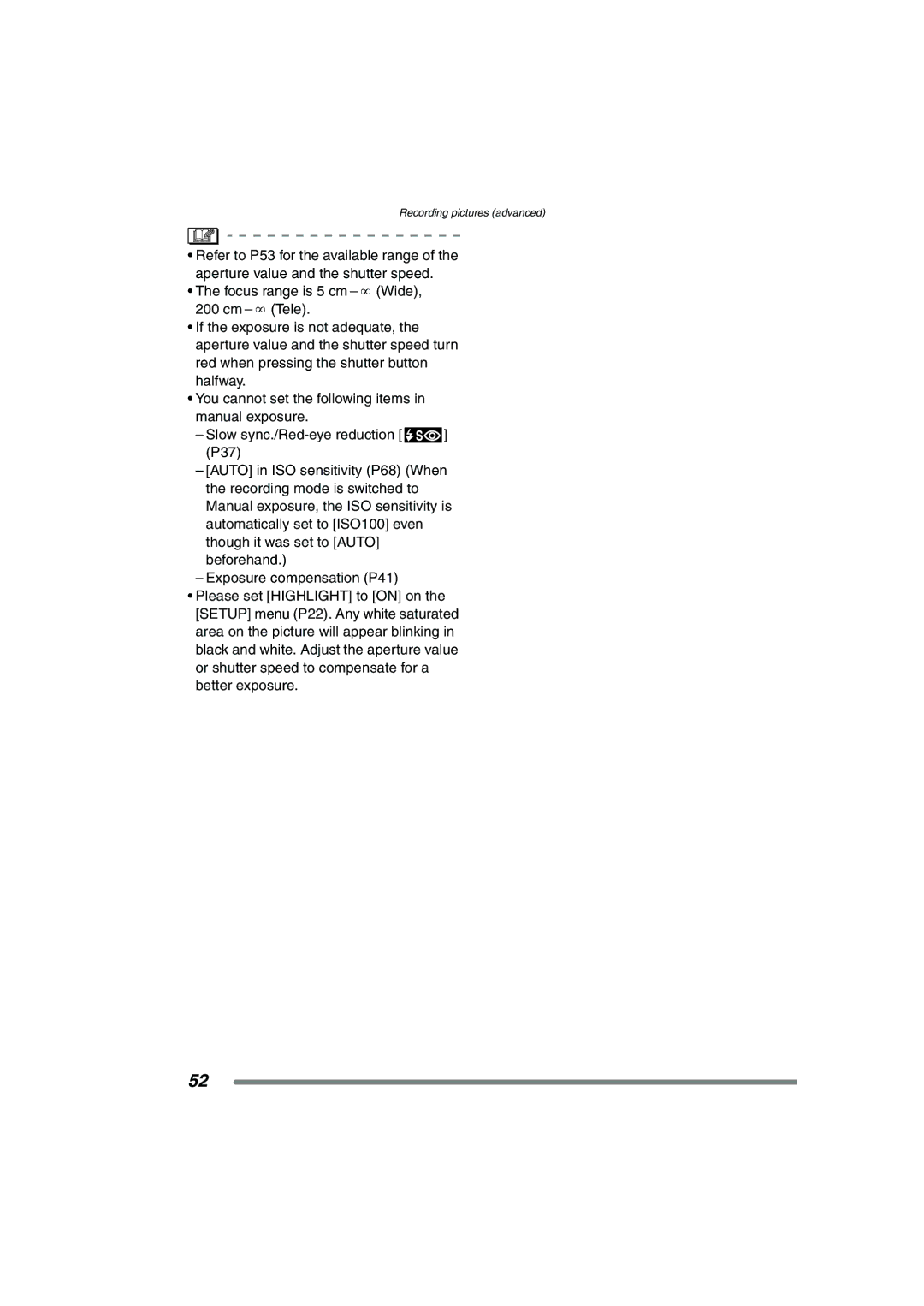 Panasonic DMC-FZ20GN operating instructions Recording pictures advanced 