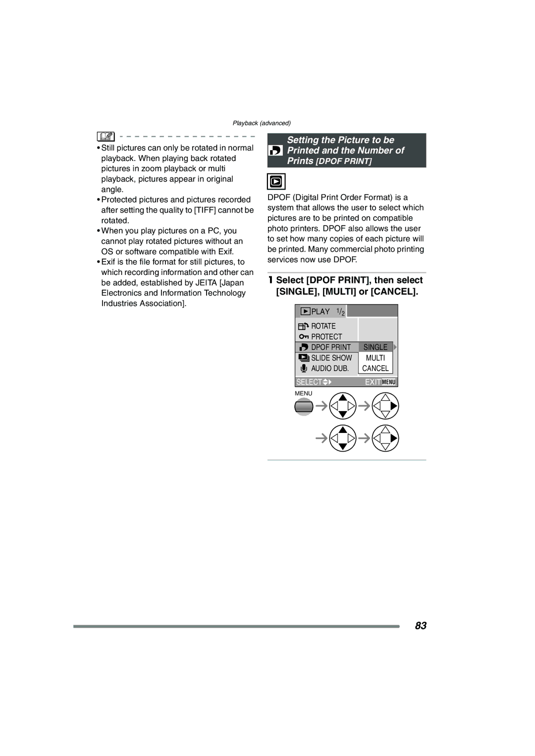 Panasonic DMC-FZ20GN operating instructions Setting the Picture to be Printed and the Number 