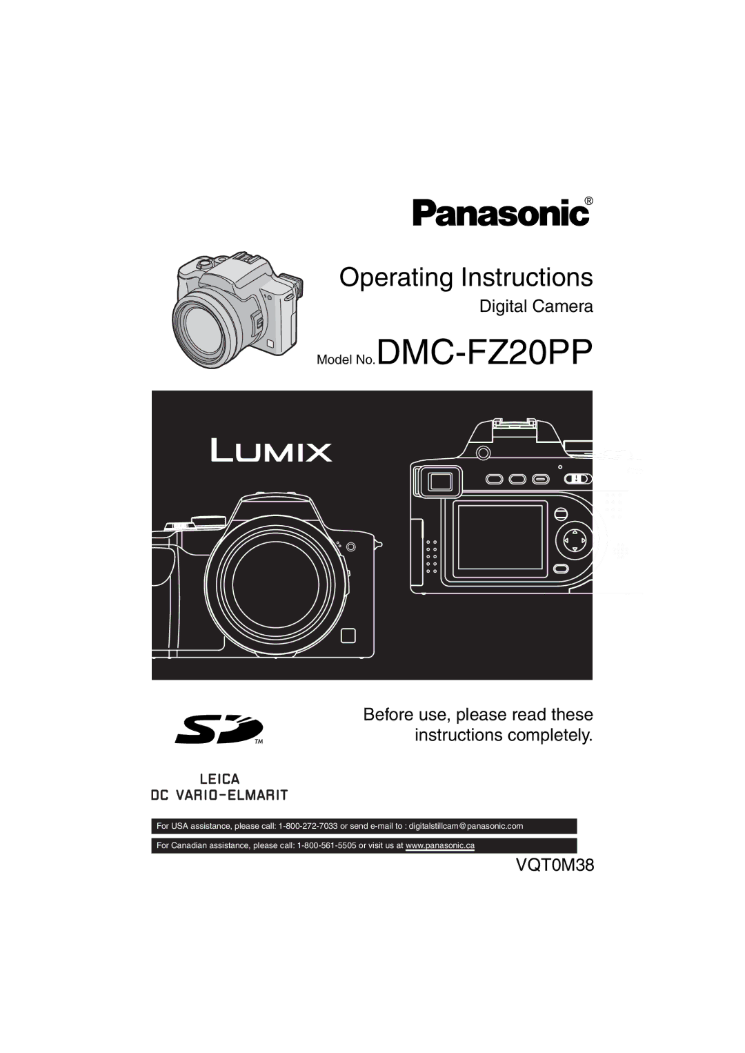 Panasonic operating instructions Model No.DMC-FZ20PP 