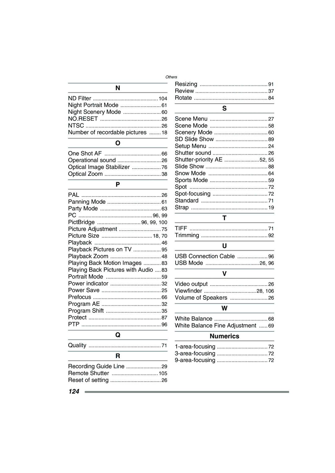 Panasonic DMC-FZ20PP operating instructions 124, Number of recordable pictures 