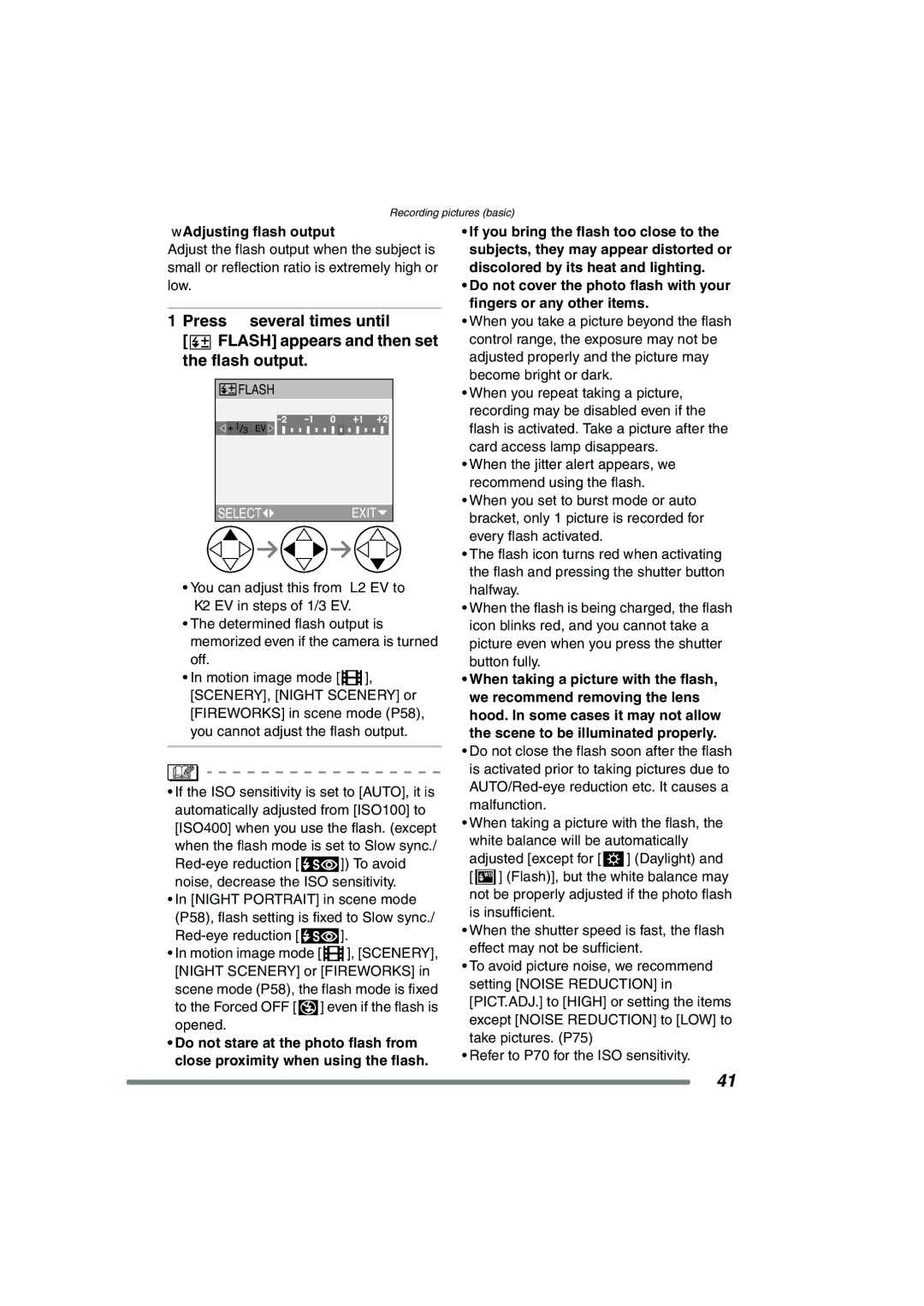 Panasonic DMC-FZ20PP operating instructions Adjusting flash output 