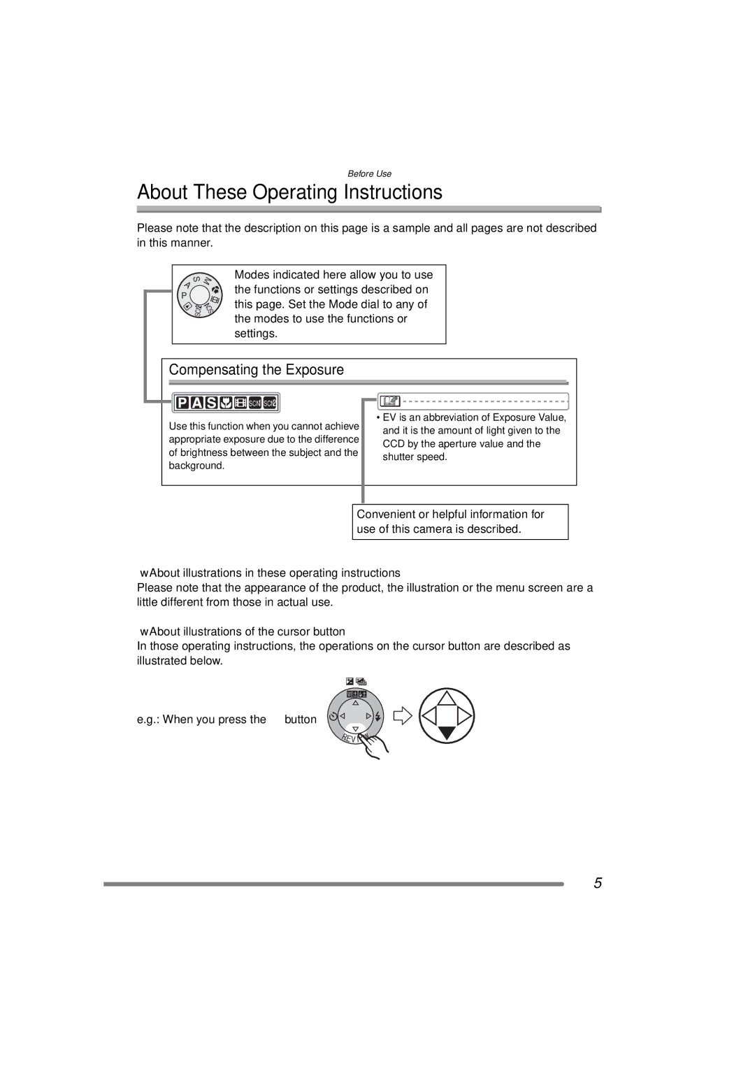 Panasonic DMC-FZ20PP About These Operating Instructions, About illustrations in these operating instructions 